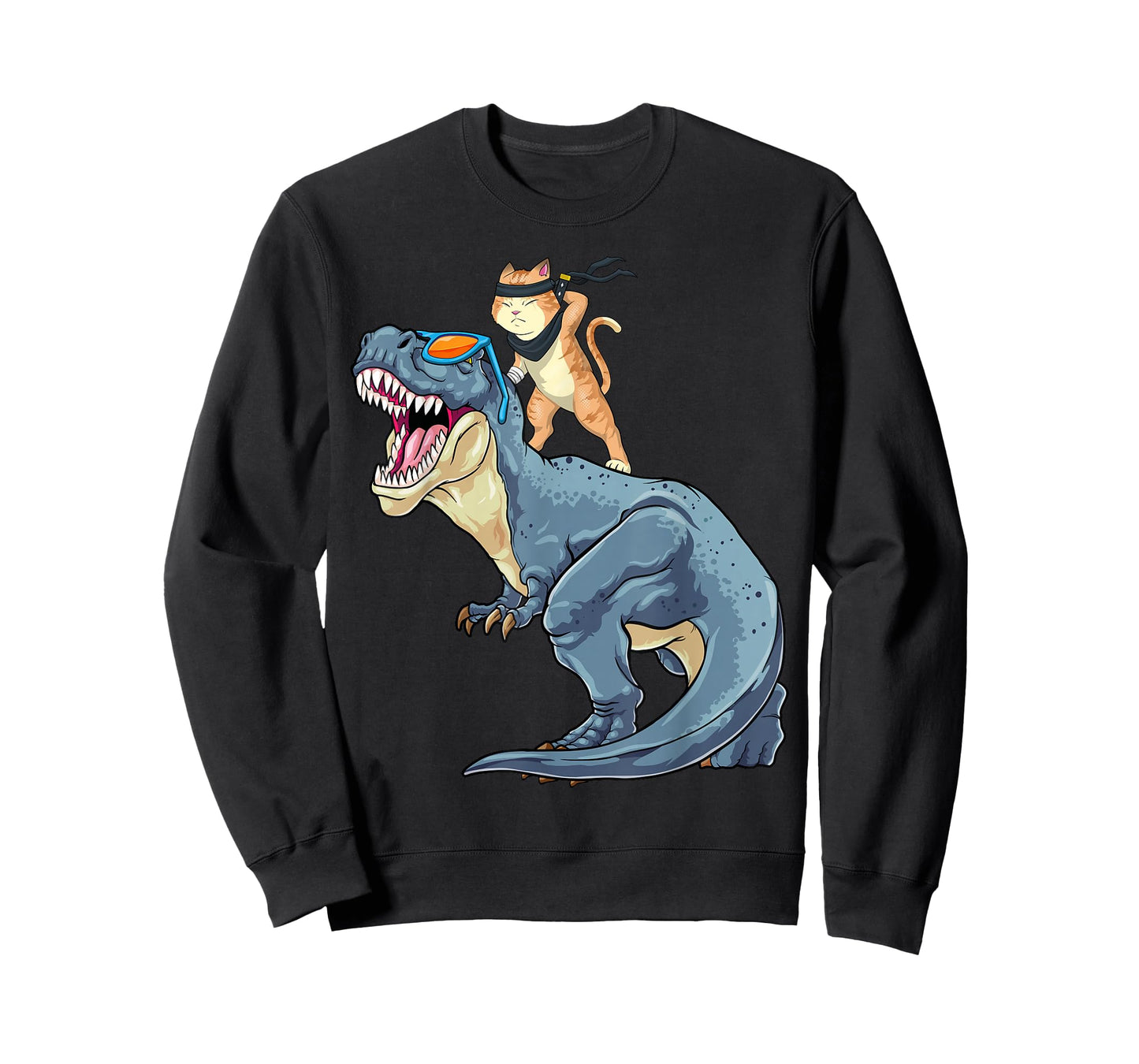 Samurai Cat Shirt - Retro Ninja Japanese Cat Dinosaur T-Rex T-Shirt