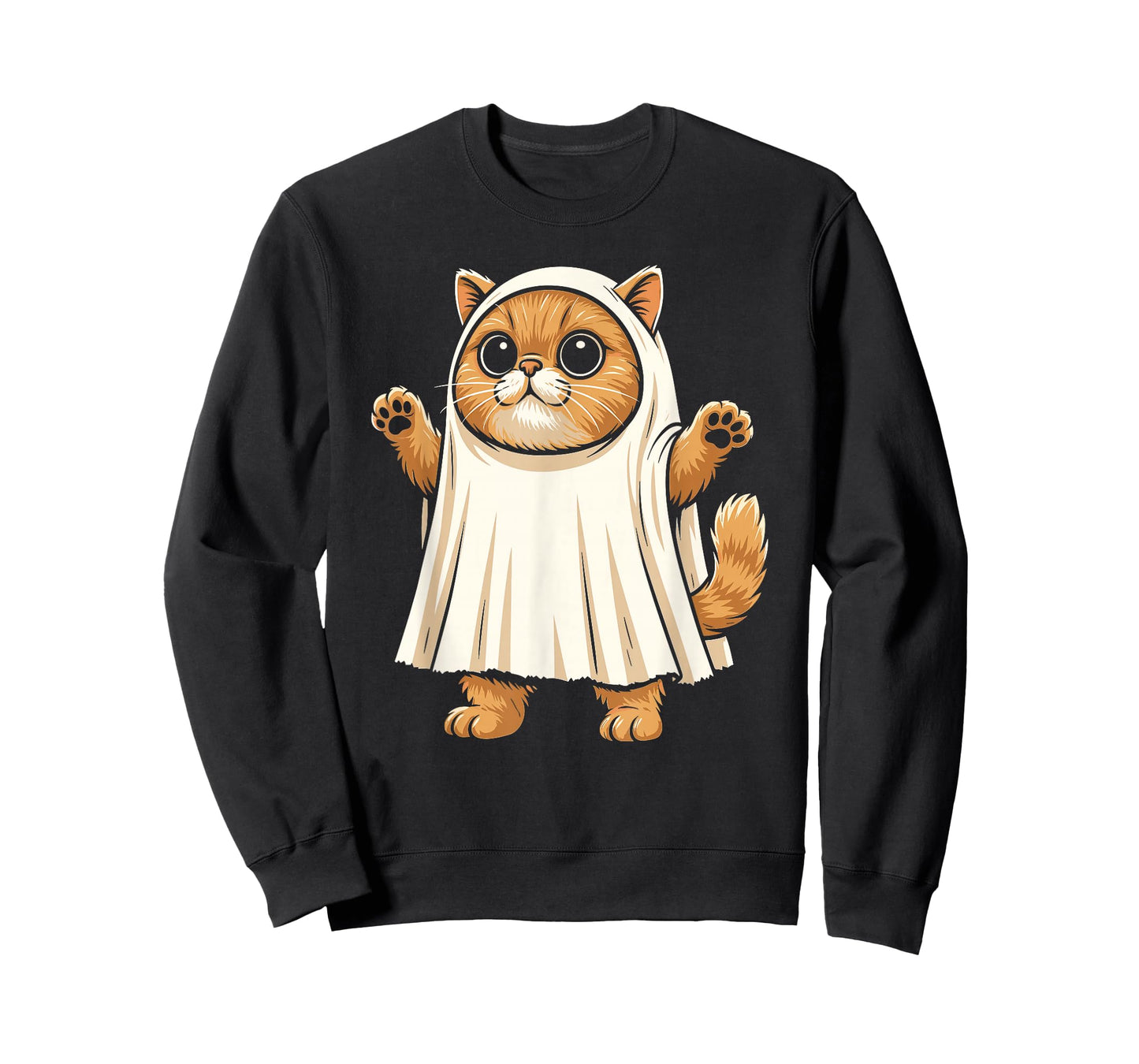 Sheet Ghost Cat Men Women Kids Teens Funny Halloween T-Shirt