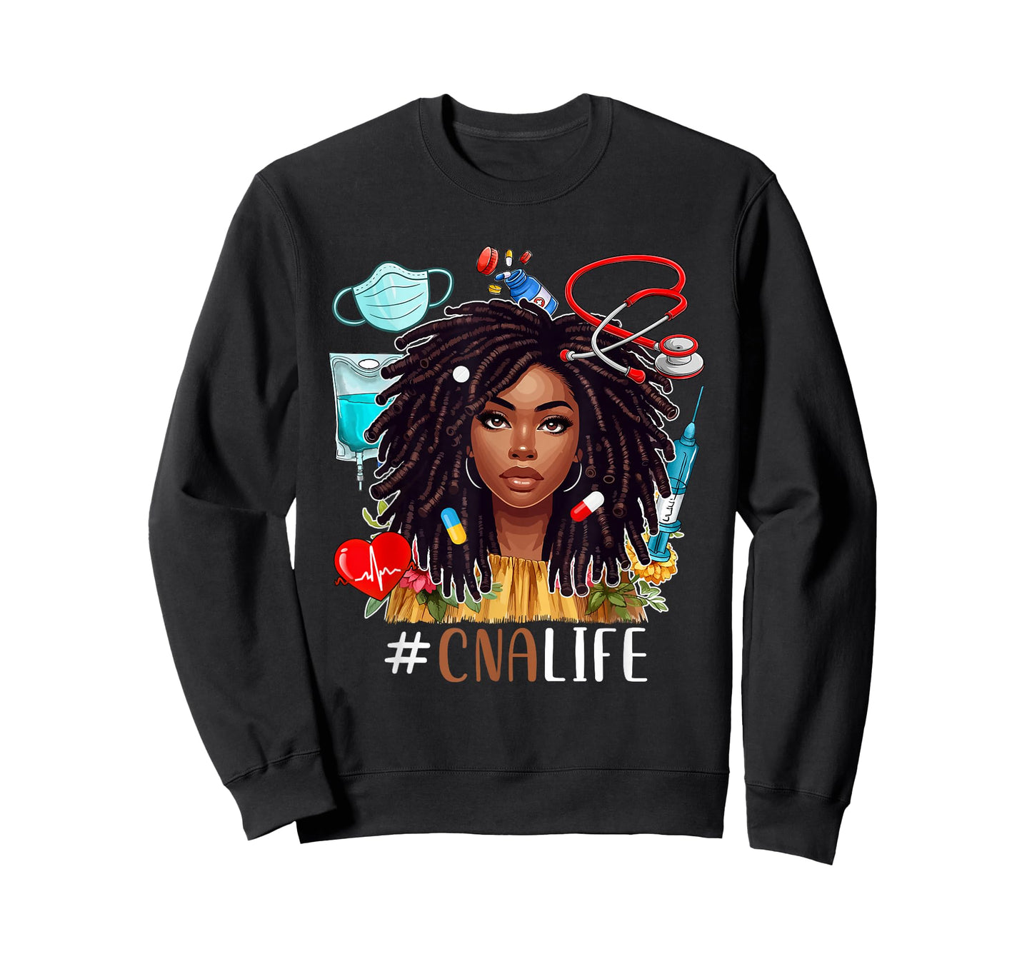 CNA Costume Afro Woman Nurse Nursing Proud Black History T-Shirt