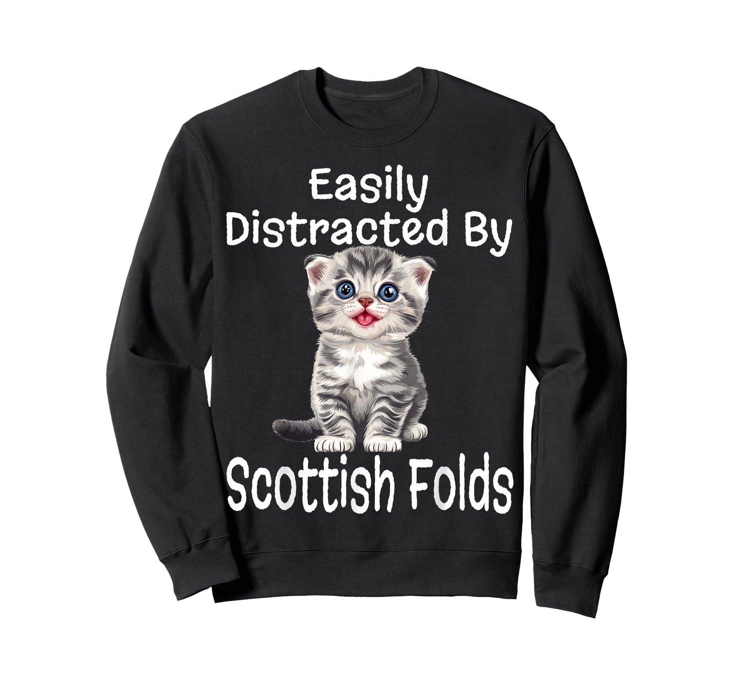 Funny Easily Distracted By Scottish Folds Kitten Lover Cat T-Shirt