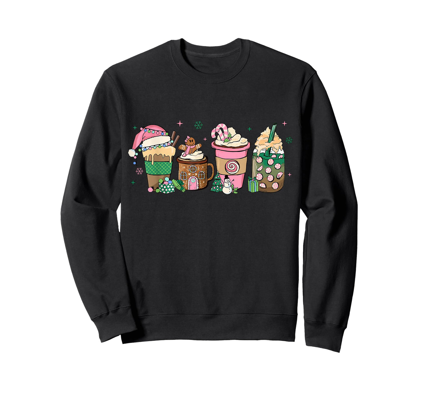 Coffee Christmas Gingerbread Pink Women Latte Cozy Winter T-Shirt