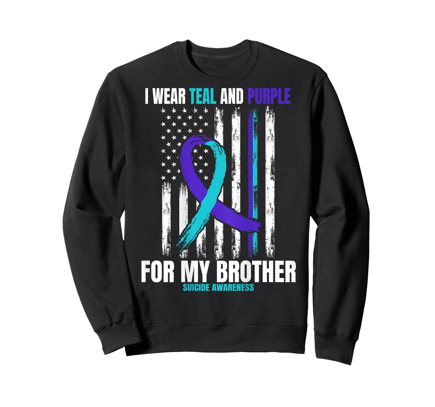 In Memory Of Brother Suicide Awareness Flag Graphic on Back T-Shirt