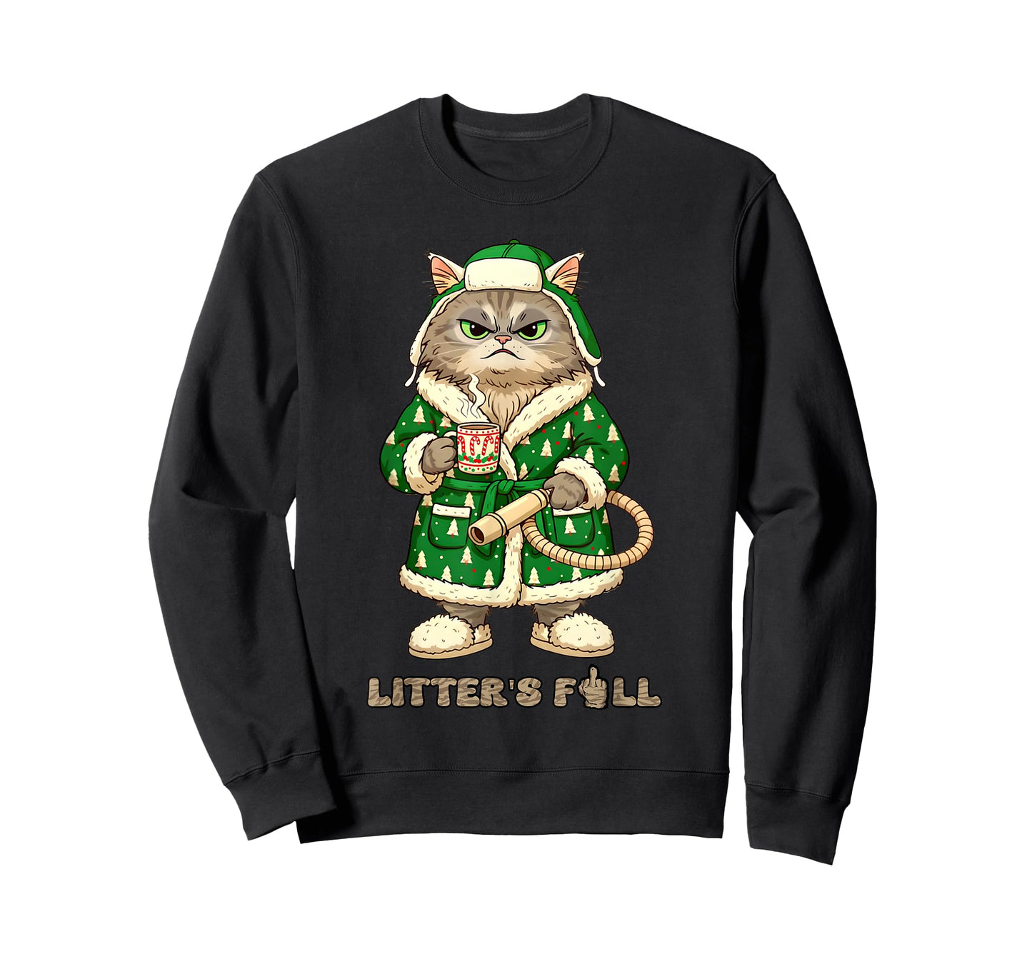 Funny Christmas Cat Litter Full’s Men Women Meme Xmas T-Shirt