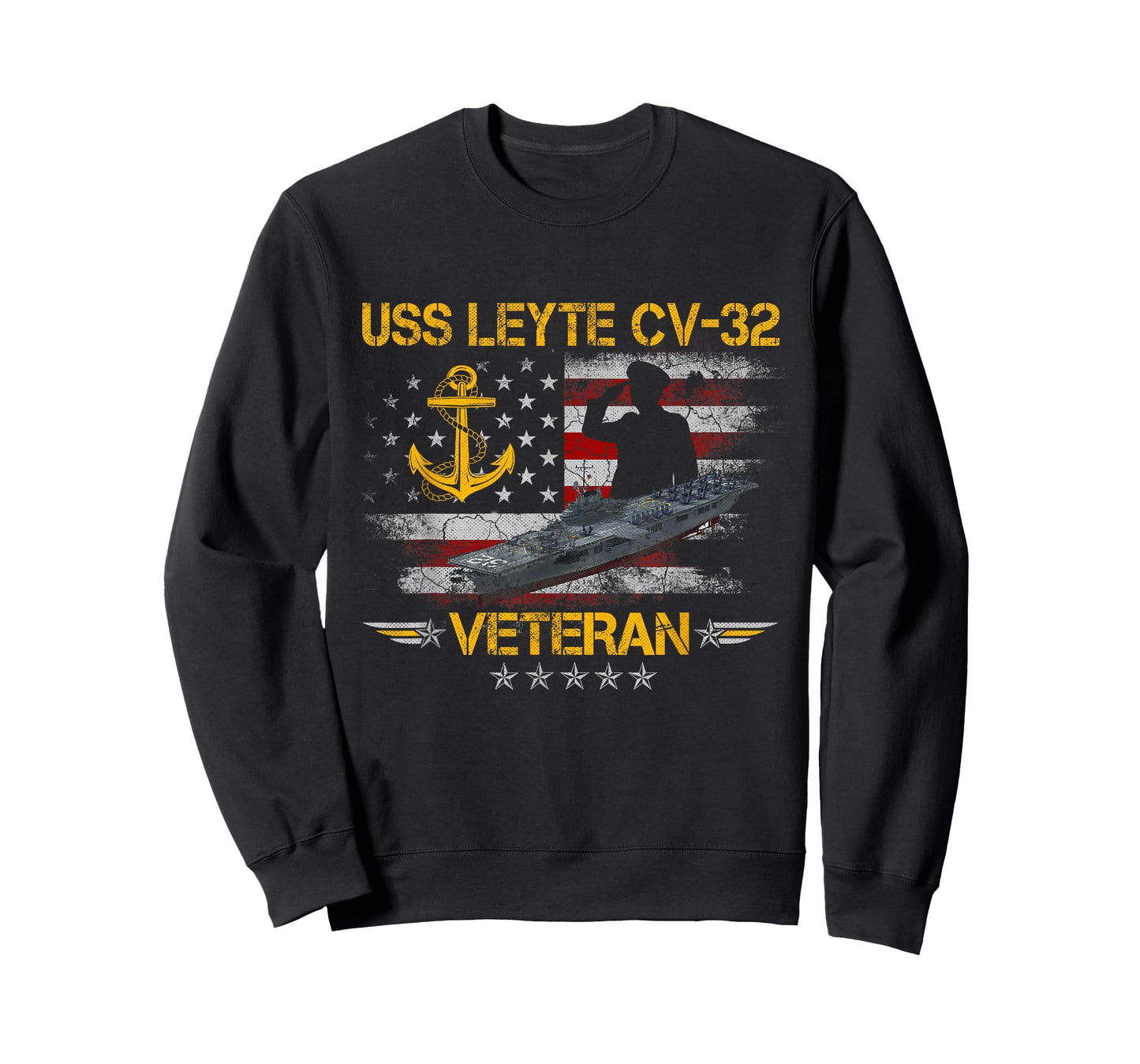 USS Leyte CV-32 Aircraft Carrier Veteran Flag Veterans Day T-Shirt