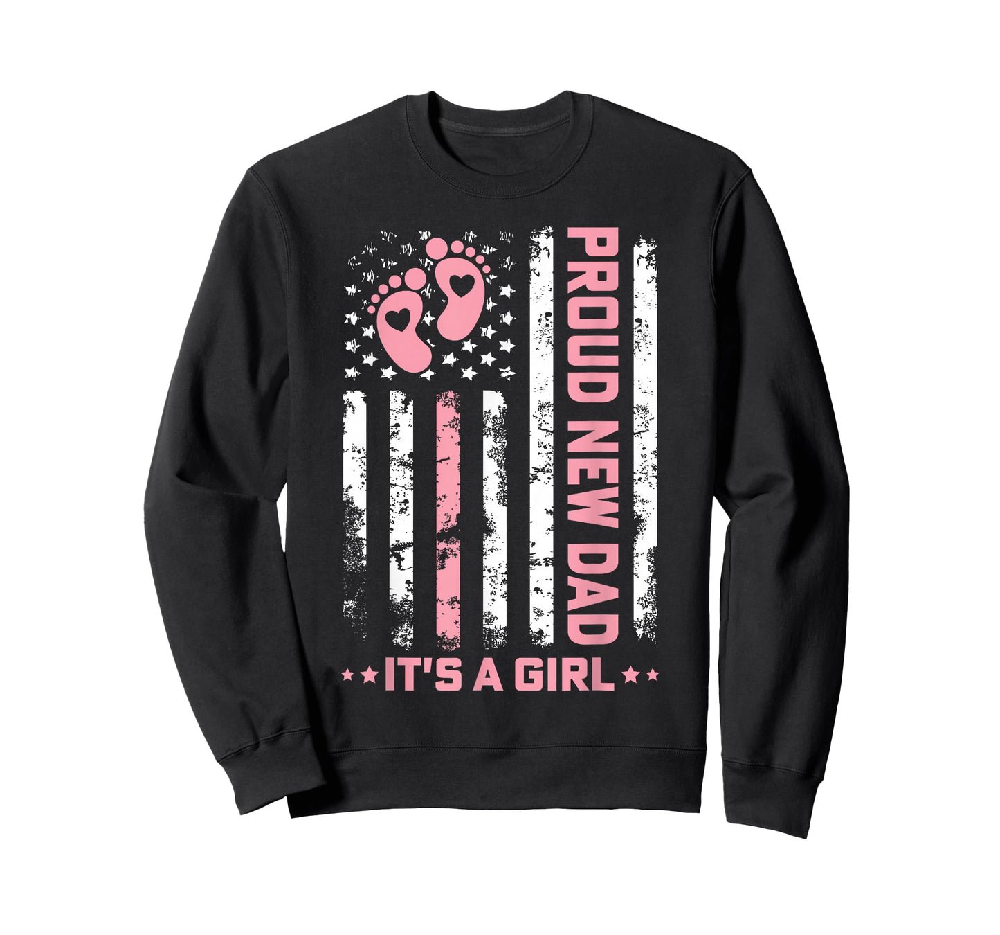 Proud New Dad New Girl Baby First Fathers Day American Flag T-Shirt