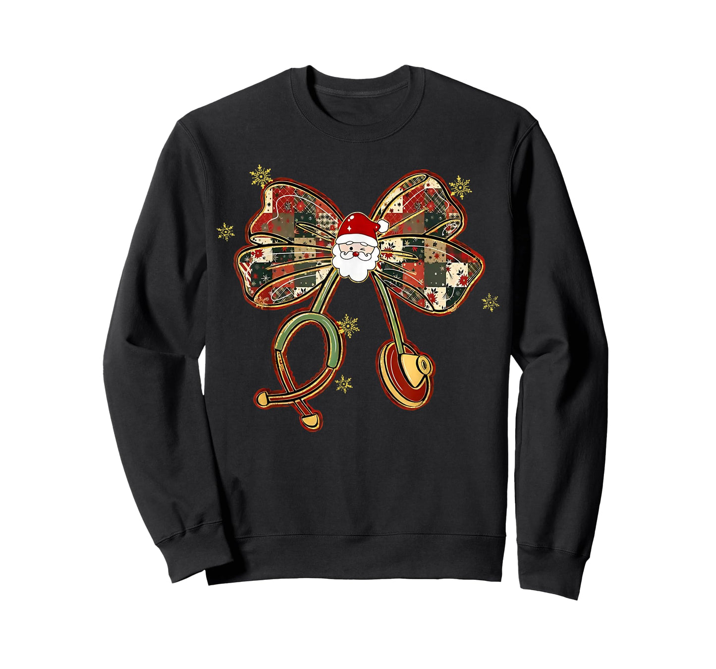 Christmas Nurse Vintage Santa Bow with Stethoscope T-Shirt