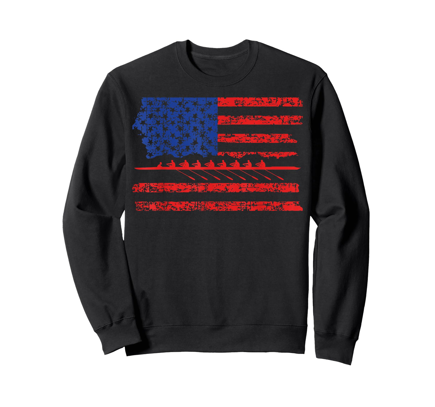 Crew Rowing Boat Oars Us American Flag T-Shirt