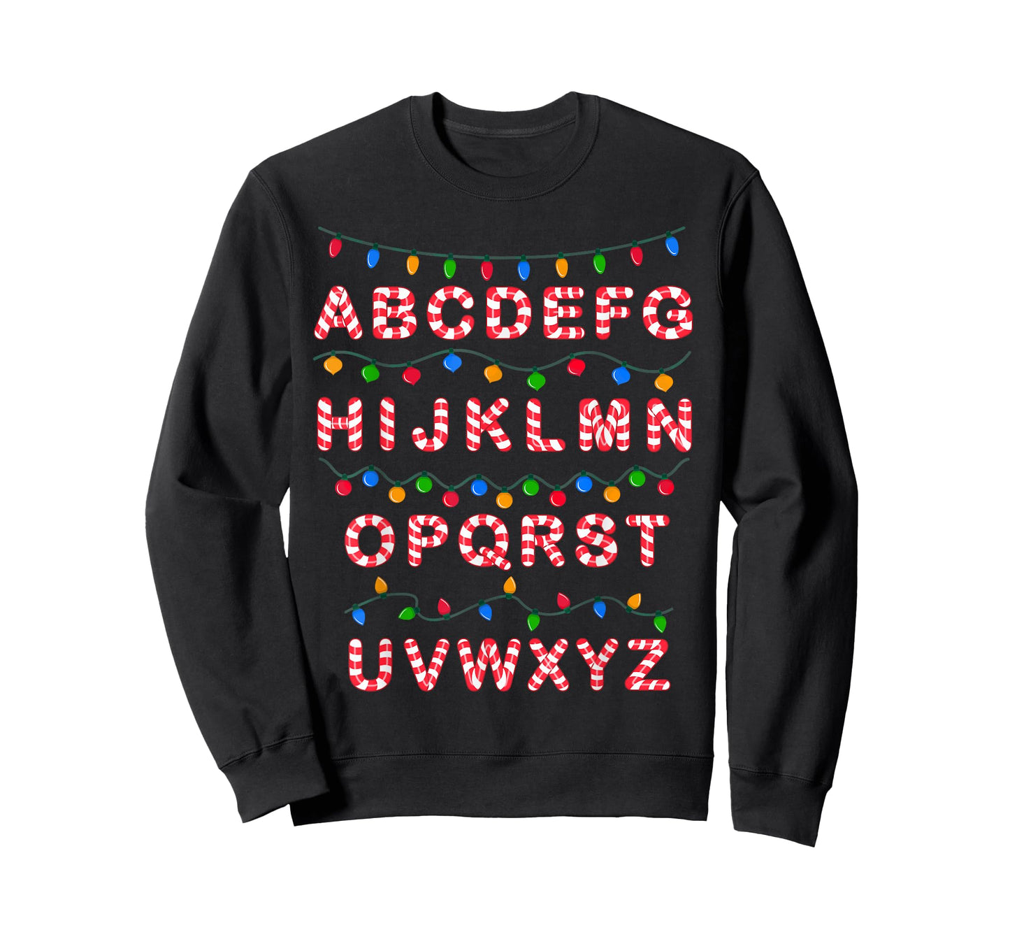 Christmas Alphabet Candy Cane Teachers Students Candy Cane T-Shirt for Men Women Kids