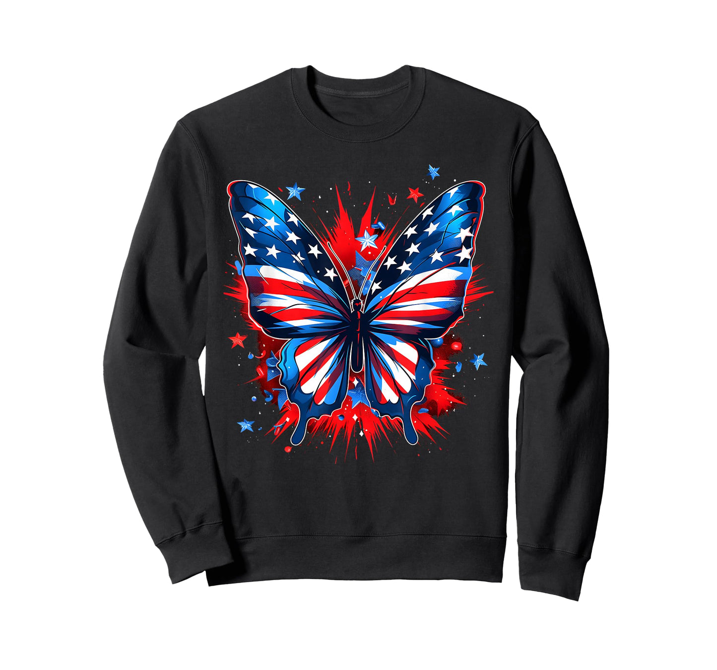 4th of July Butterfly USA Flag Cute American Women Girl T-Shirt