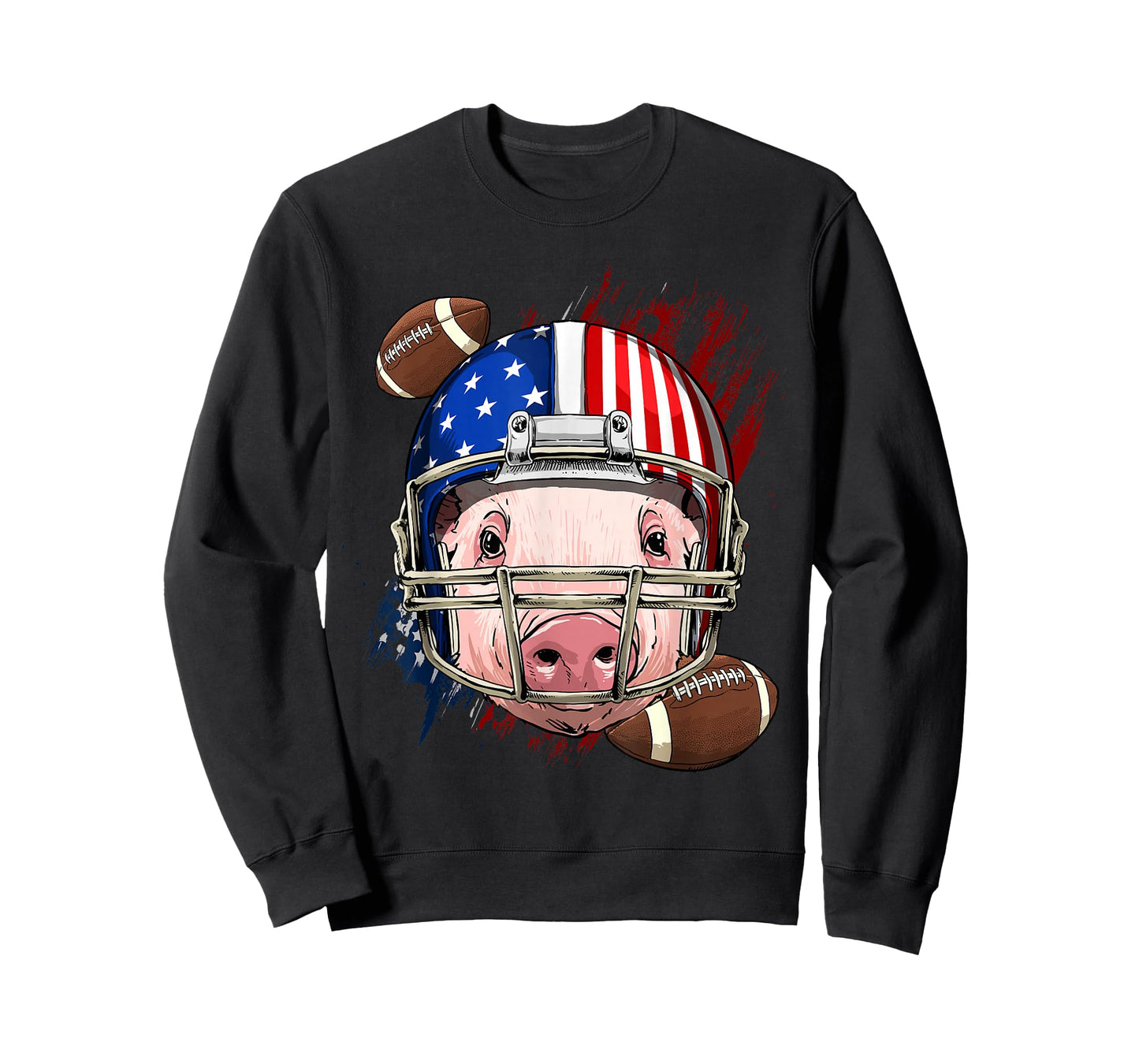 American Football Player Pig Face Farm Animal US Patriotic T-Shirt