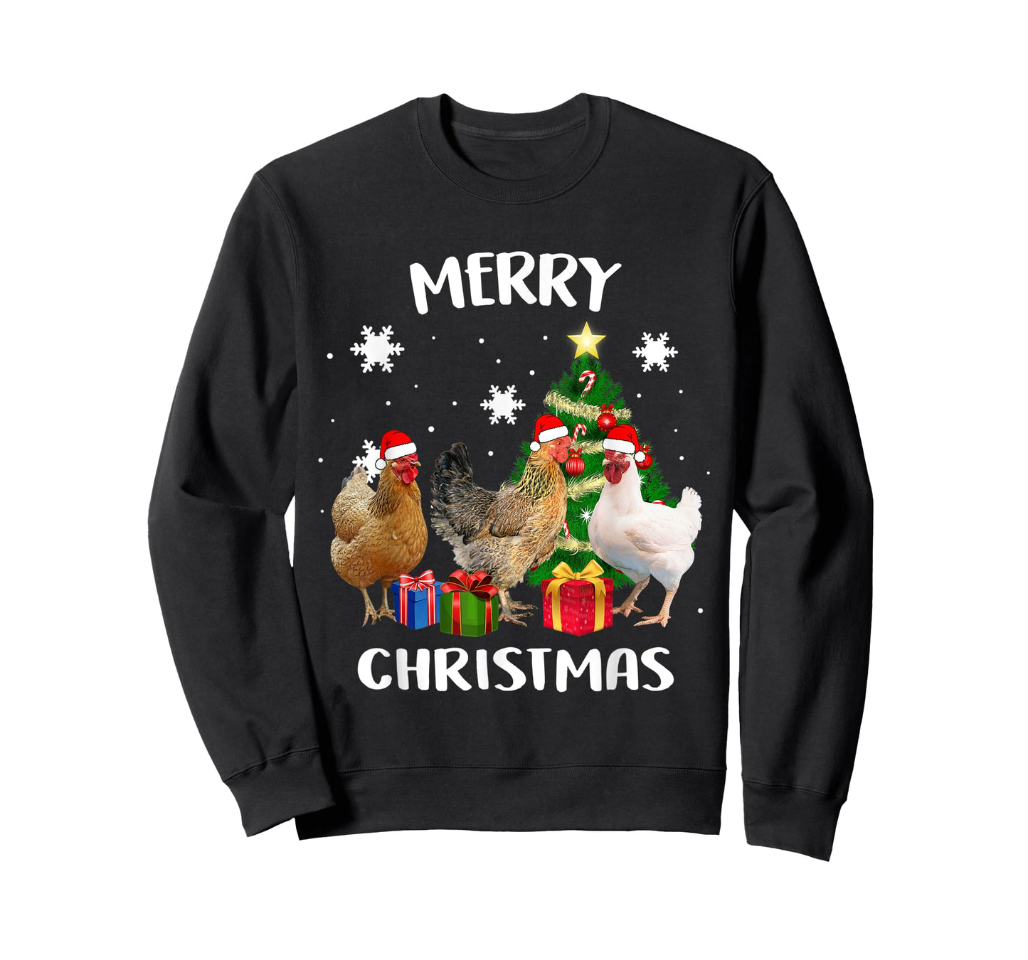Funny Ugly Chicken Christmas Tree Shirt Santa Hat Hen Lovers T-Shirt