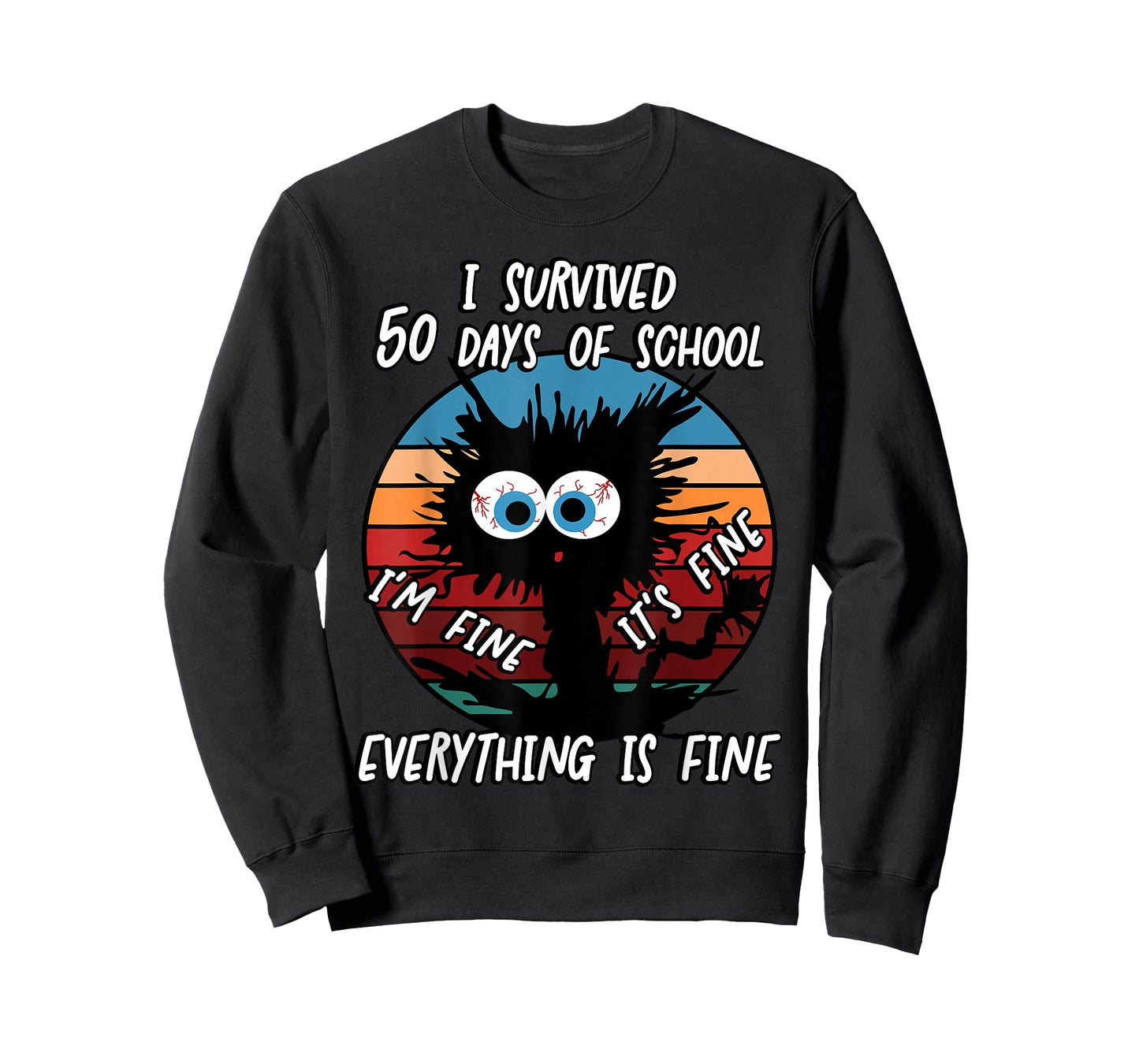 50th Day School Cat I Survived 50 Days of School T-Shirt