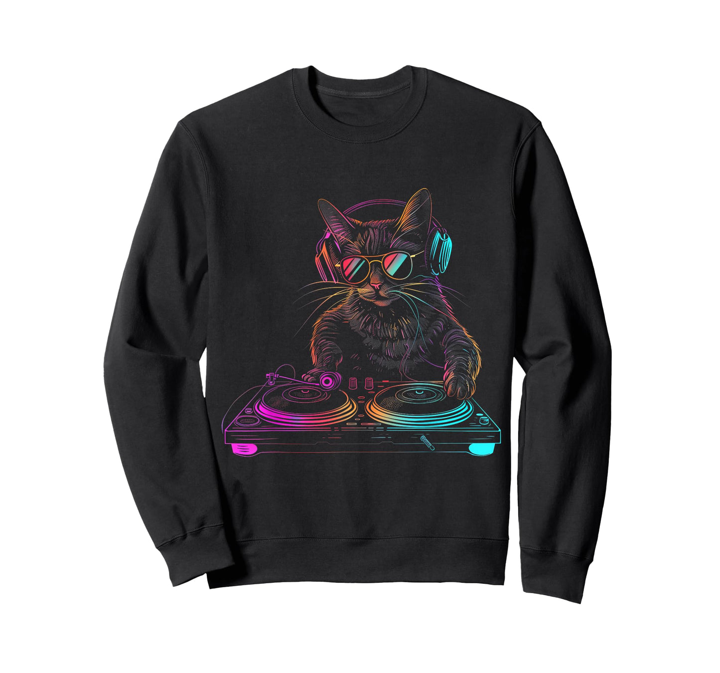 DJ Cat EDM Techno House Music Funny Cat Lover T-Shirt