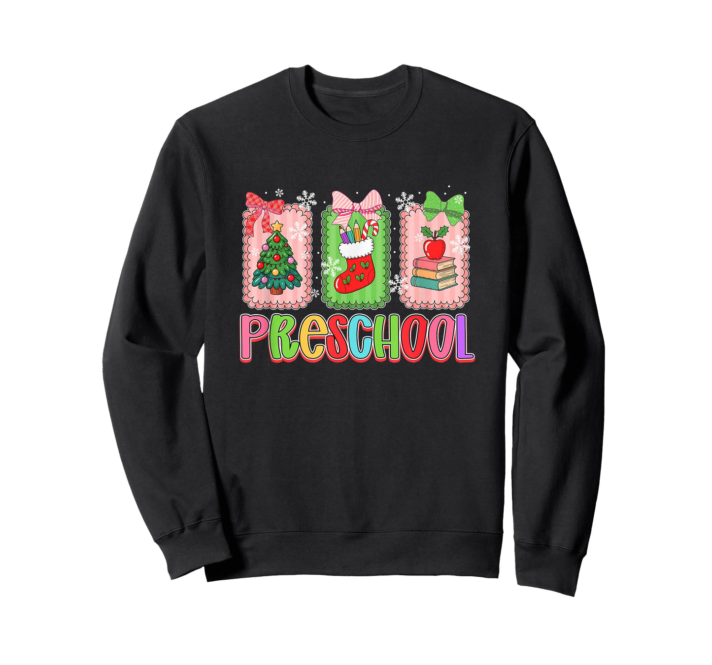 Preschool Colorful Xmas Tree Student Equipment Teacher T-Shirt