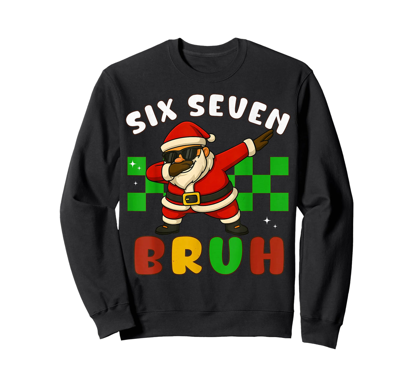 Funny 67 Christmas Santa Claus Bruh Checkered Six Seven Meme T-Shirt