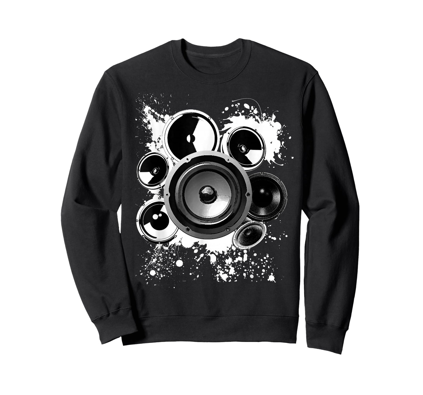 Speaker Techno Bass Music Graphics & Gifts Black EDM Electronic Music T-Shirt Men's Small Classic Fit Crew Neck Short Sleeve Cotton Blend T-Shirt