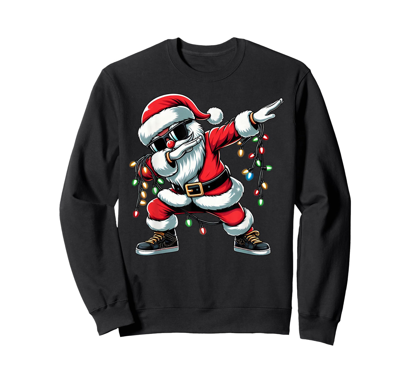 Funny Dabbing Santa Xmas Lights Girls Boys Kids Christmas T-Shirt