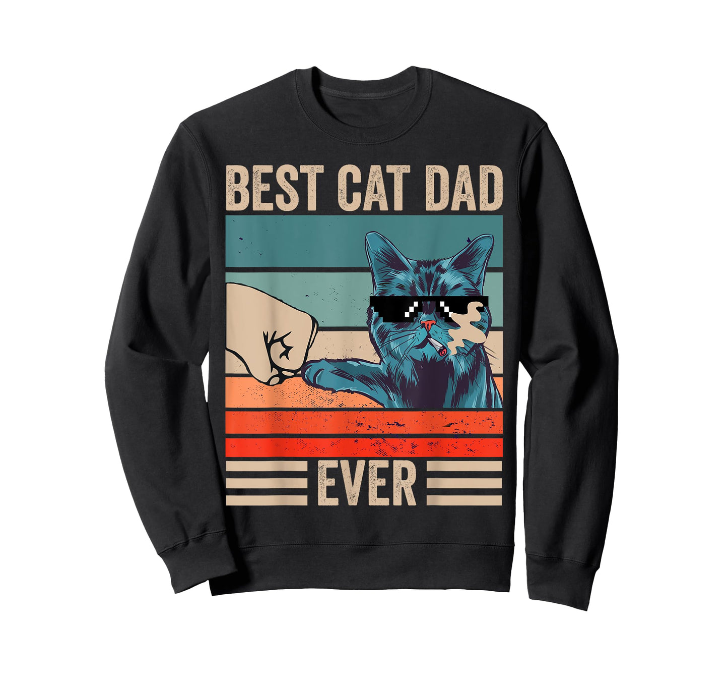 Vintage Best Cat Dad Ever Bump Fist father's day Cat Daddy Men Women Girls Kids T-Shirt