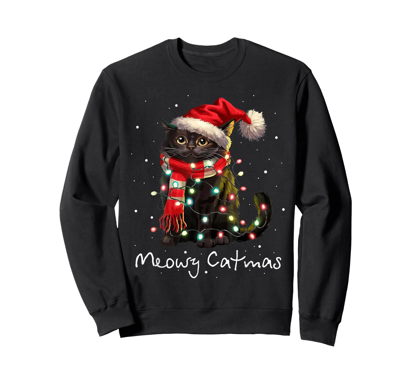 Meowy Catmas Cat Christmas Tree Xmas Girls Boys Funny Cat T-Shirt