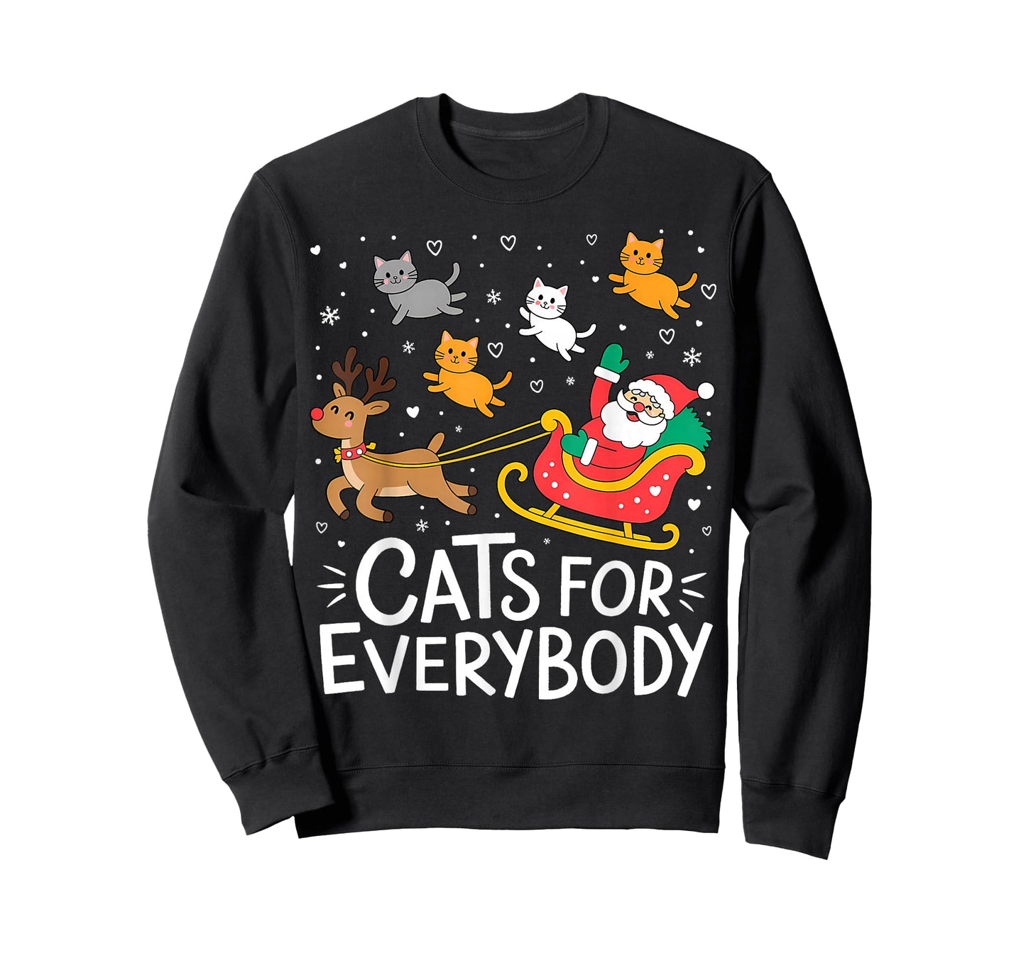 Cats for Everybody Christmas Cat Funny Xmas Women Santa T-Shirt