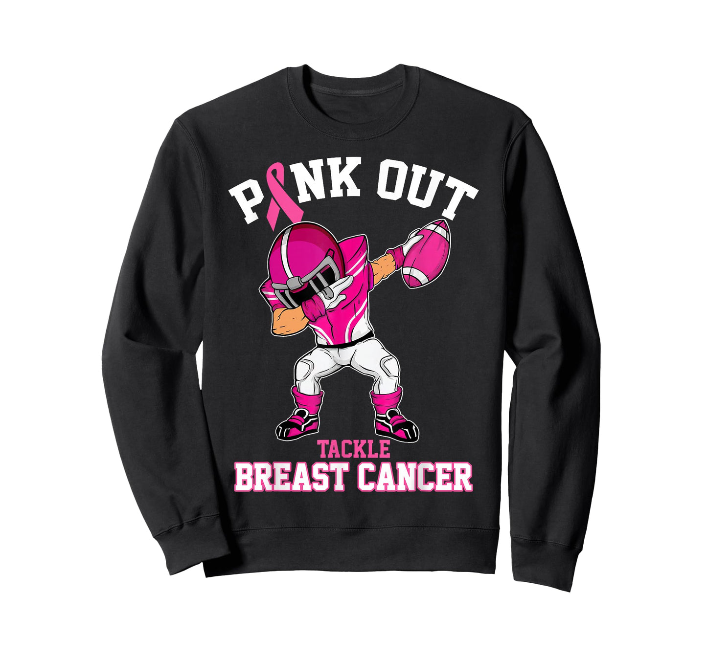 Pink Out Tackle Breast Cancer Awareness Dabbing Football T-Shirt