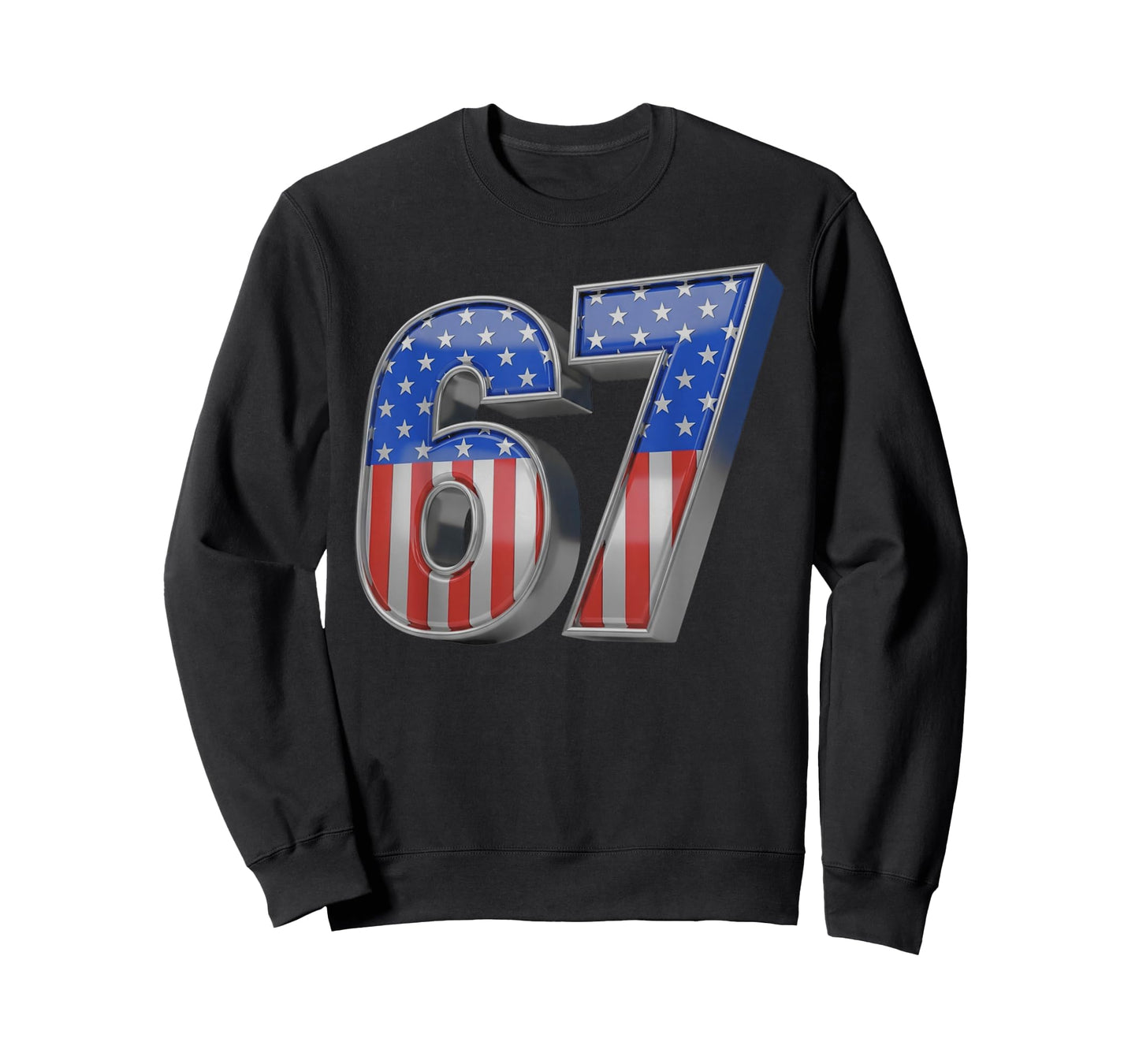 USA Flag 67 Meme Six Seven Slang 67th Birthday Adult Kid T-Shirt