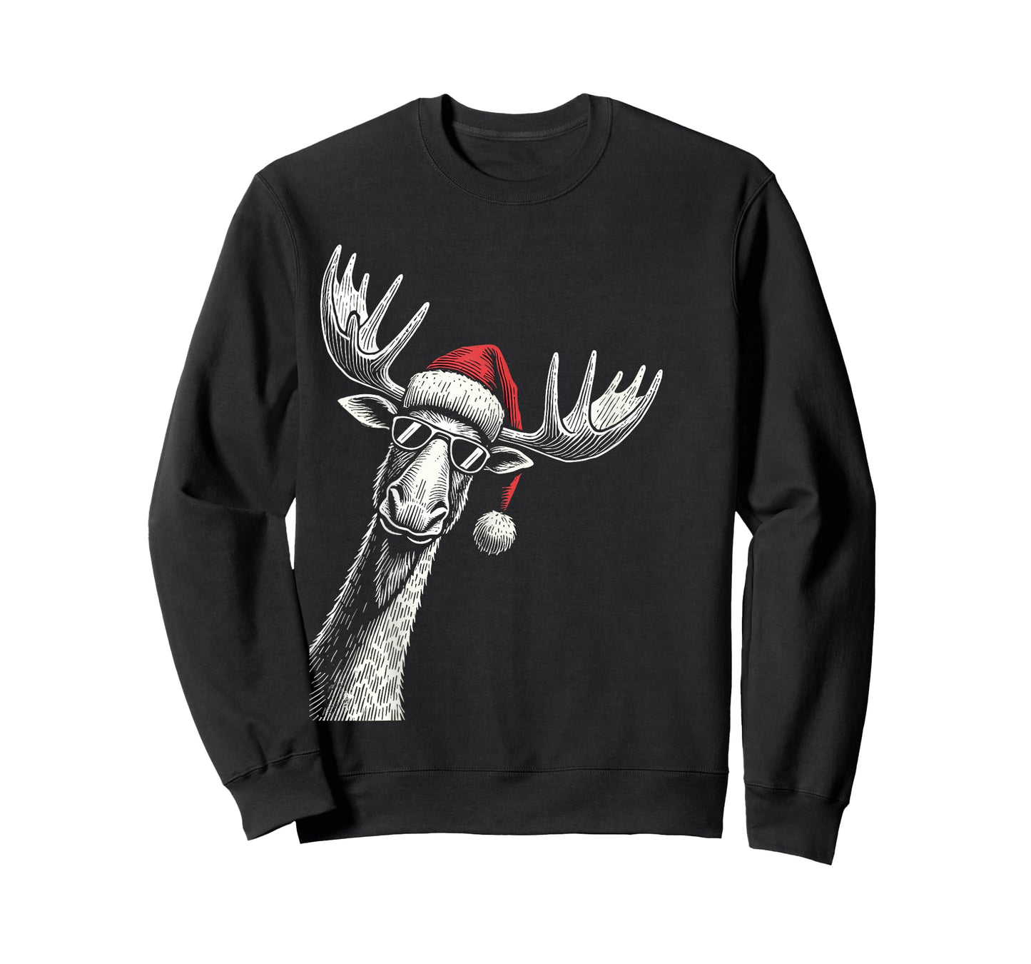 Moose Christmas Santa Hat Pajama Funny Moose Xmas T-Shirt