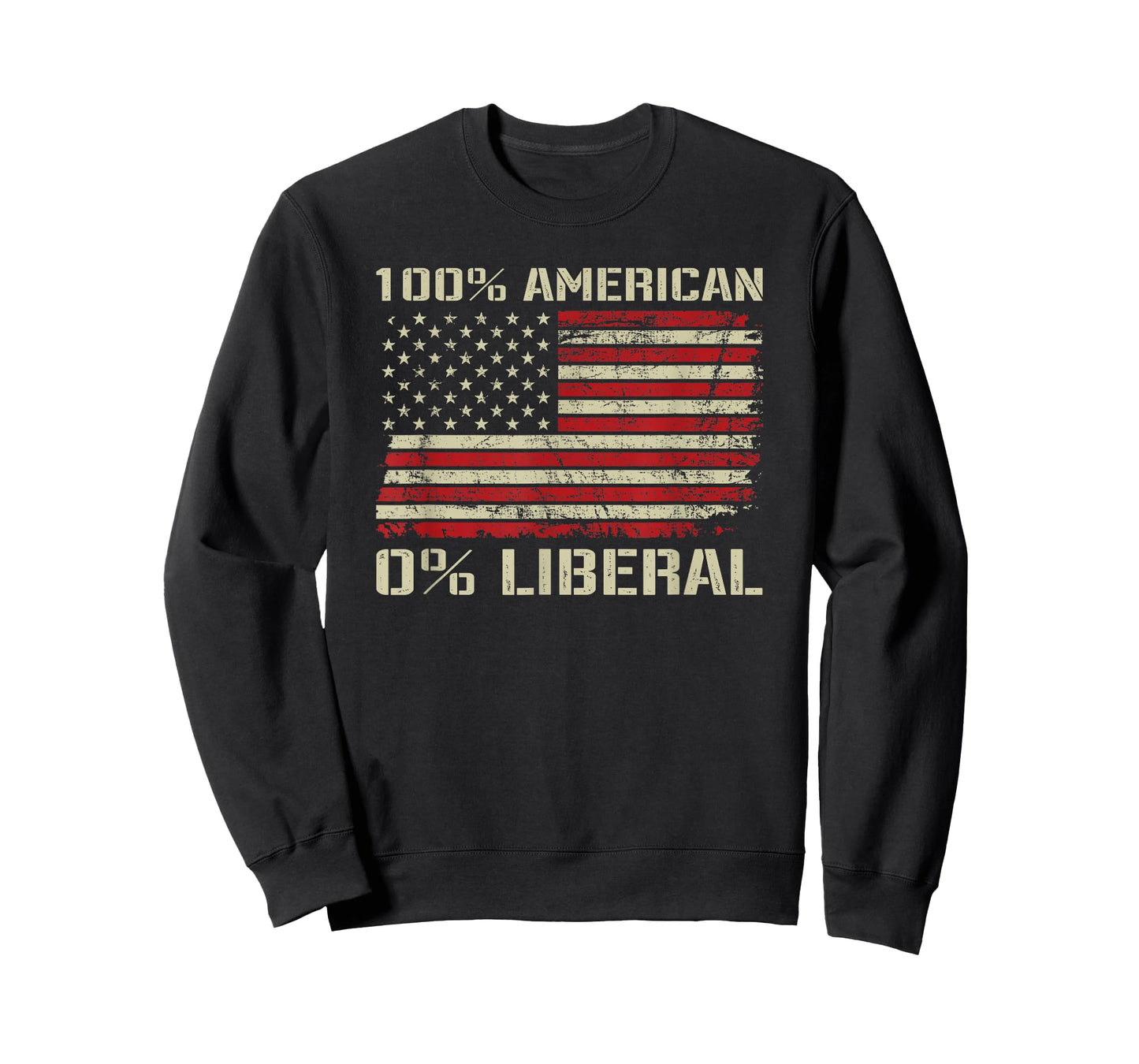 100% American 0% Liberal - Funny Republican USA Flag T-Shirt