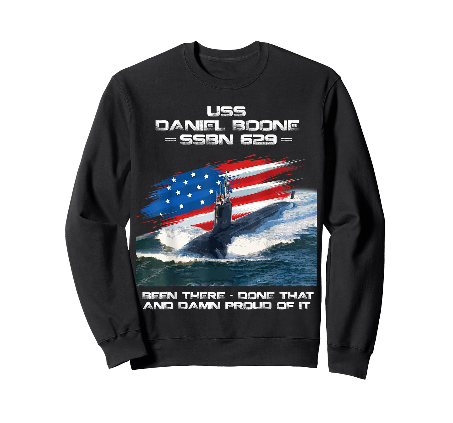 USS Daniel Boone SSBN-629 American Flag Submarine Veteran T-Shirt