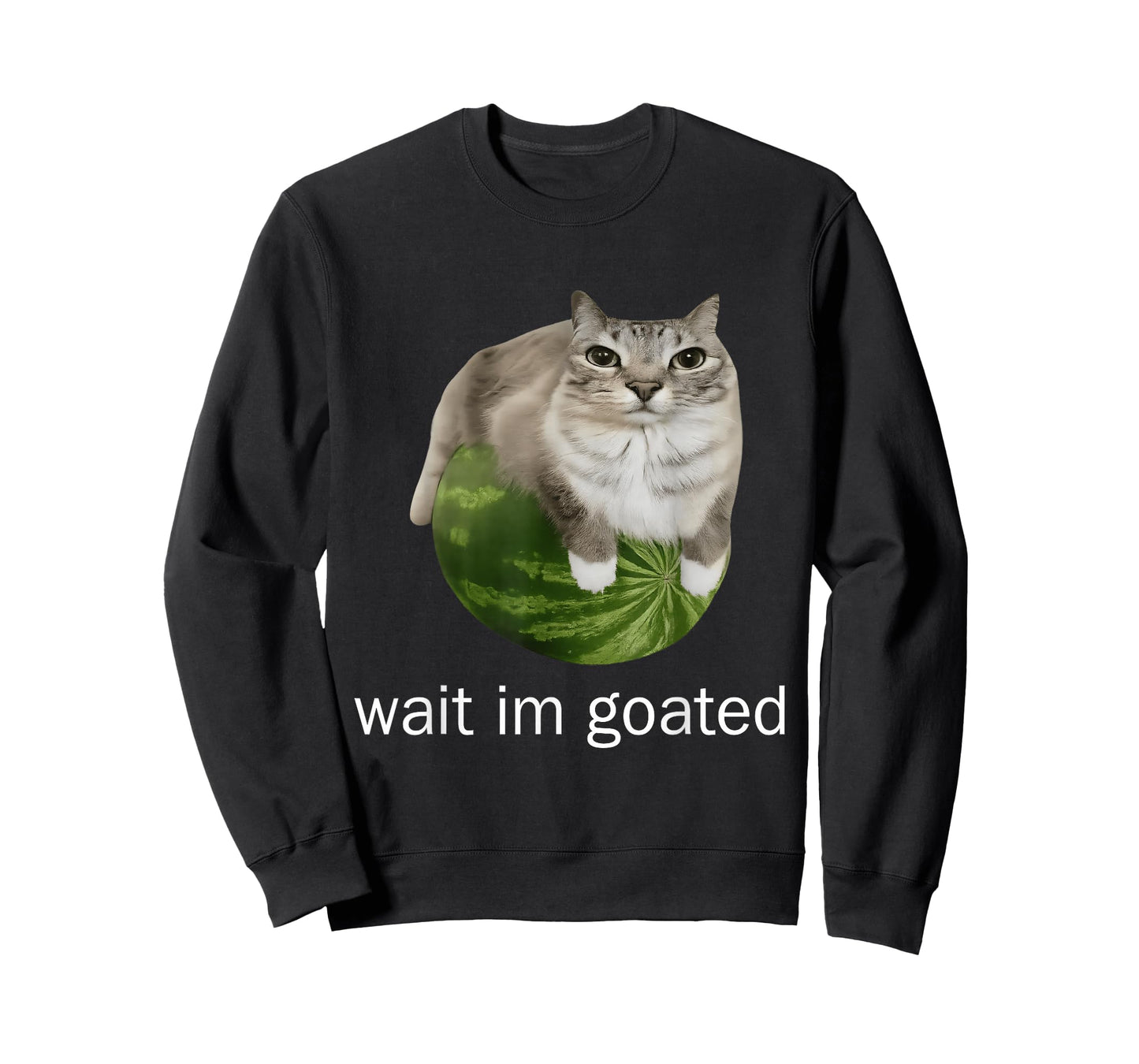 Wait I'm Goated Cat Meme Funny Watermelon Silly Cats Humor T-Shirt