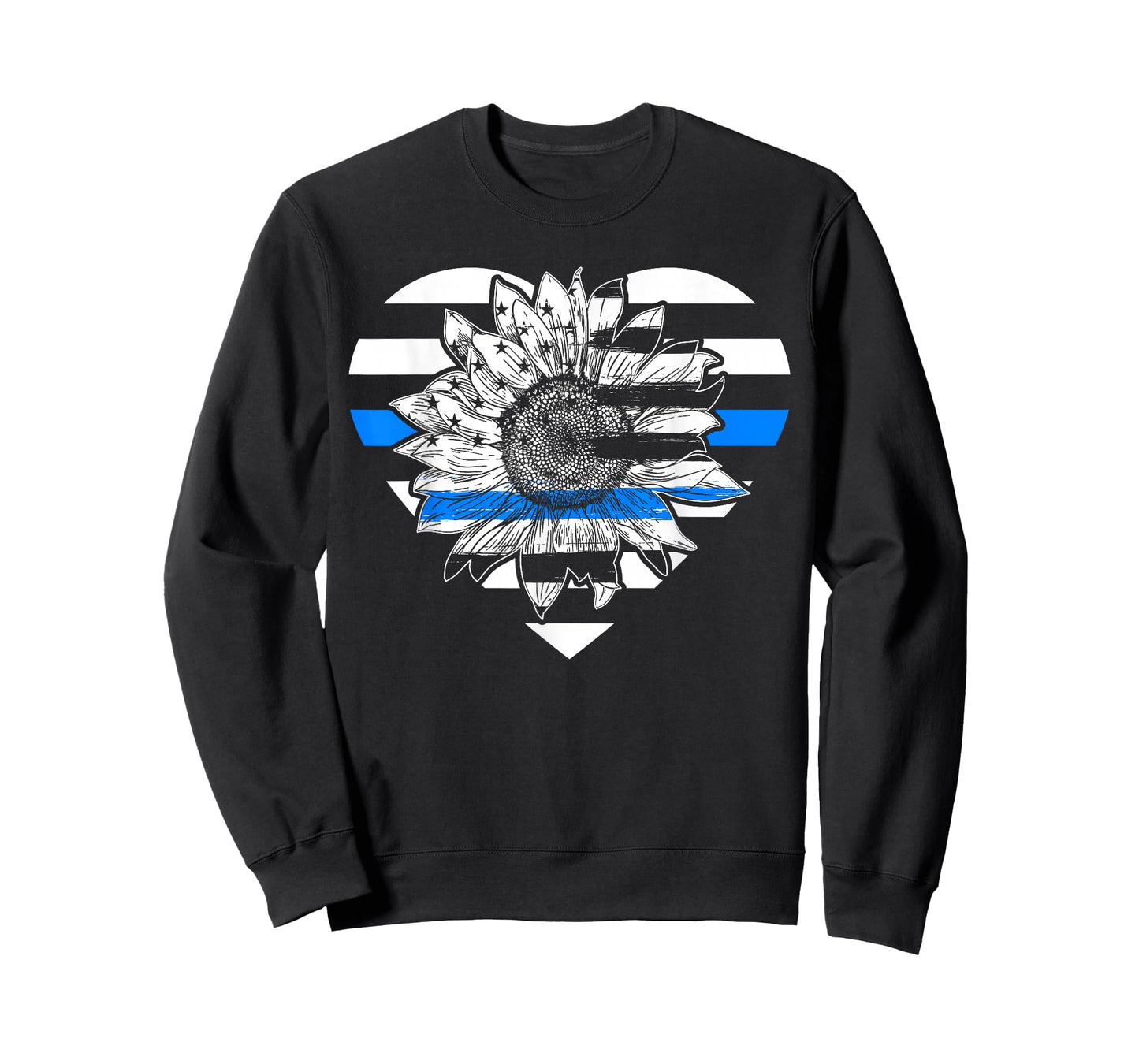 Thin Blue Line Sunflower Law Enforcement Police Officer Cop T-Shirt