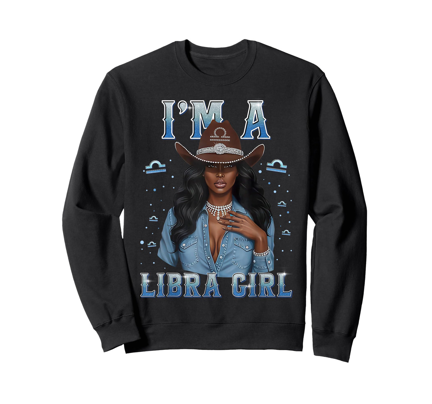Fabulous Im A Libra Girl Zodiac Birthday Cowboy Hat Denim T-Shirt