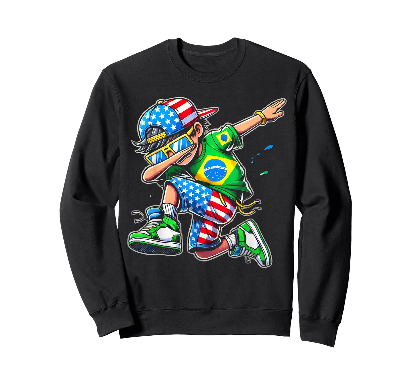 Half American Half Brazilian USA Flag Brazil America T-Shirt