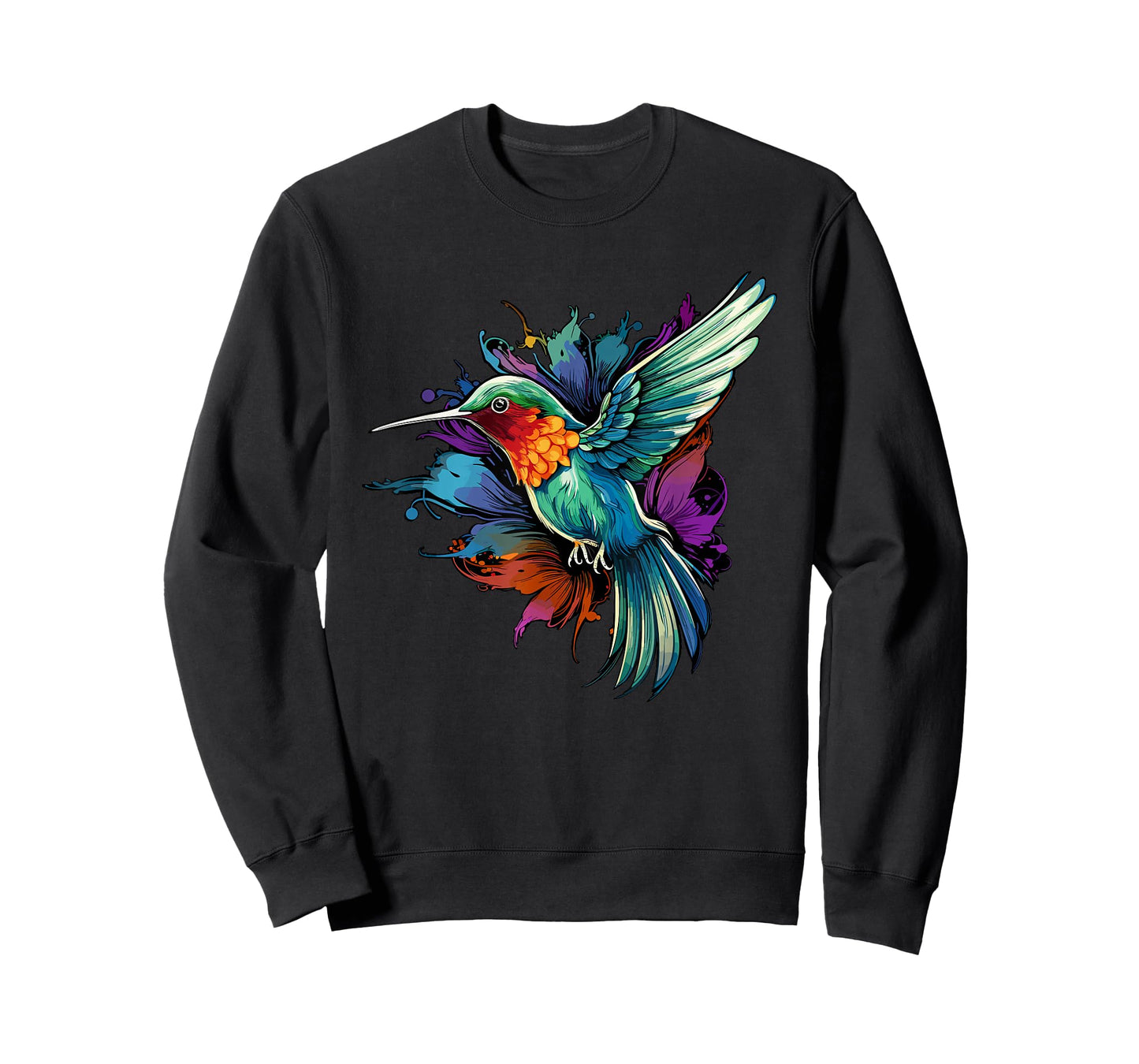 Colorful Hummingbird Art Tie-Dye Bird Watching T-Shirt