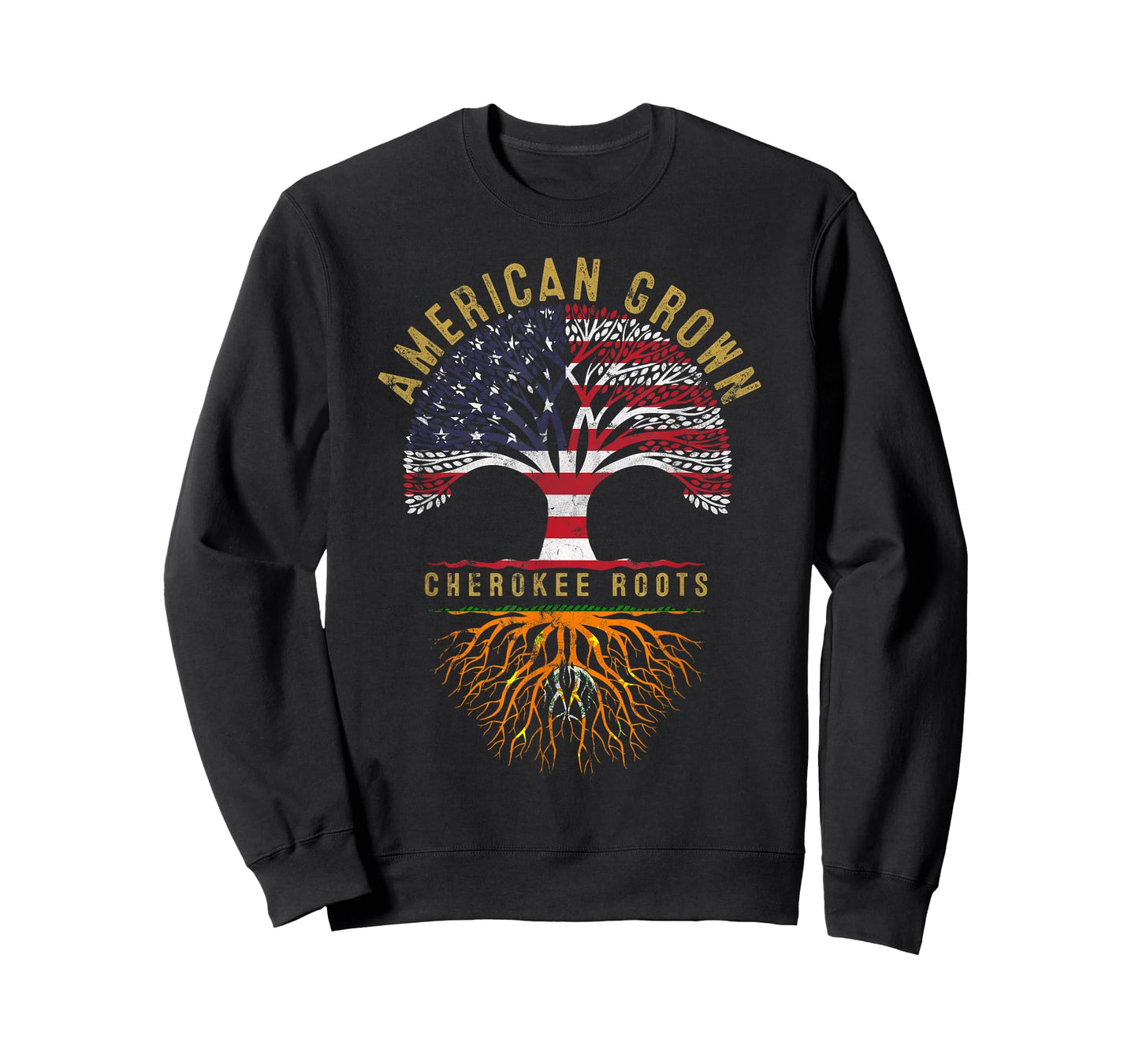 American Grown Cherokee Roots Tree Flag Family Heritage T-Shirt