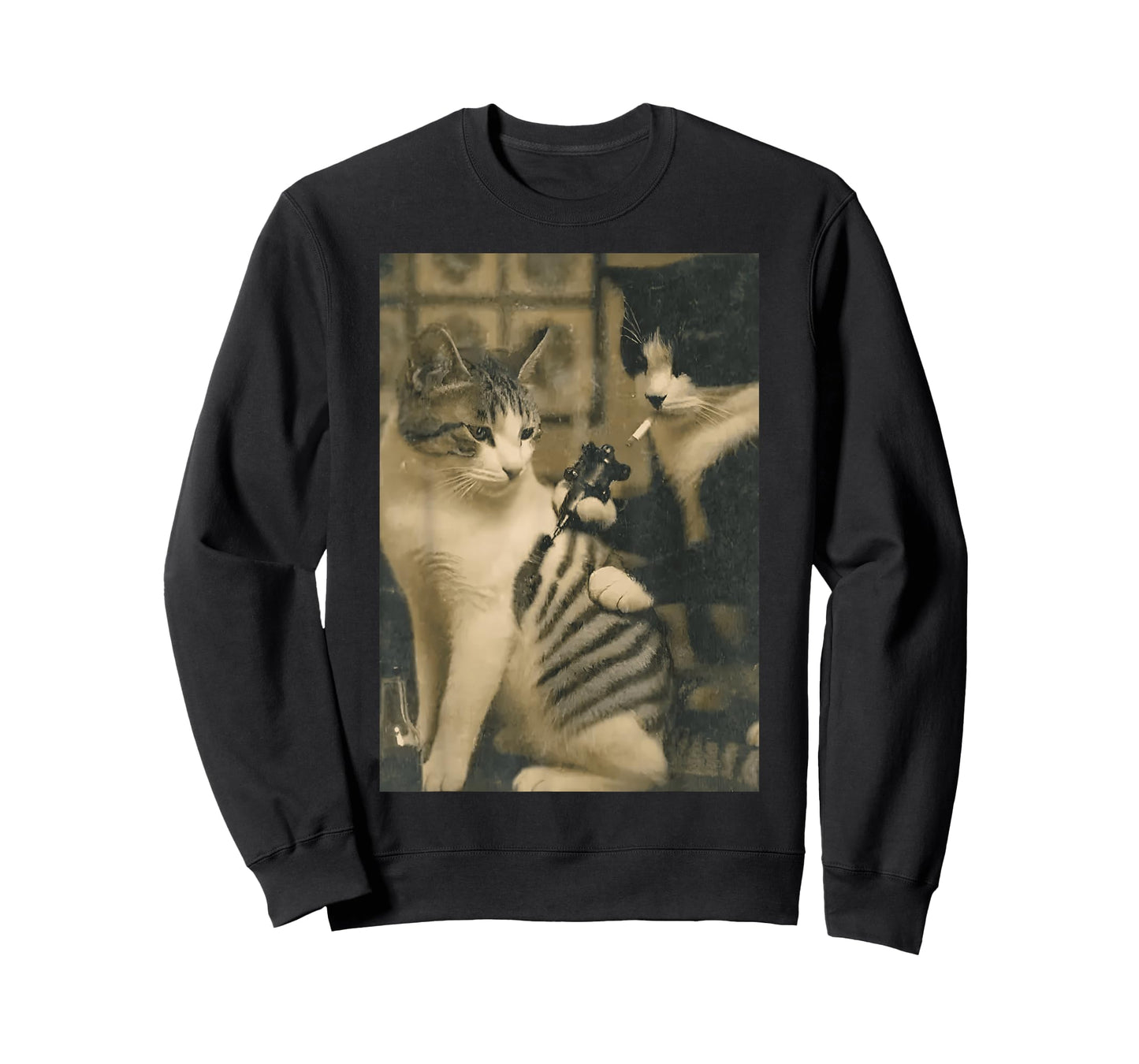 Vintage Cat Smoking Tattoo Inked Kitty Artist Funny Meme T-Shirt