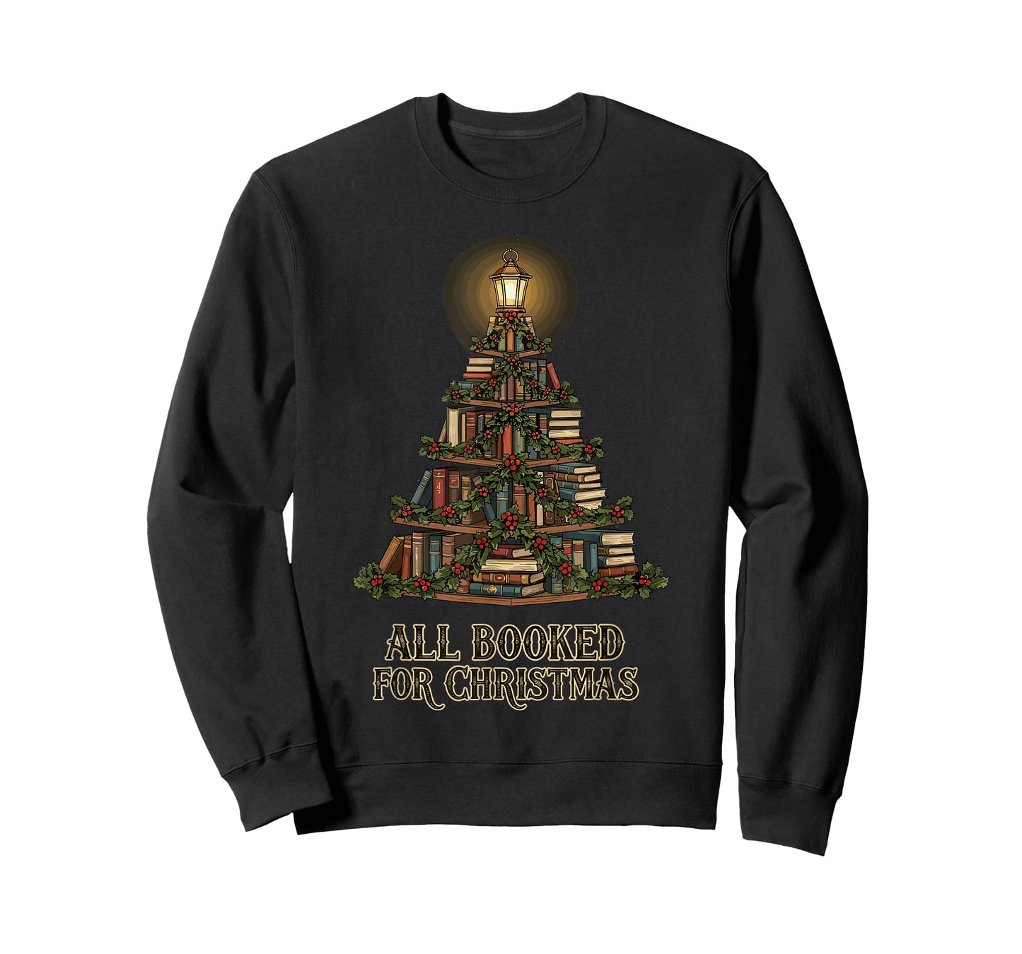 All Booked for Christmas Book Tree, Book Lover Teacher T-Shirt