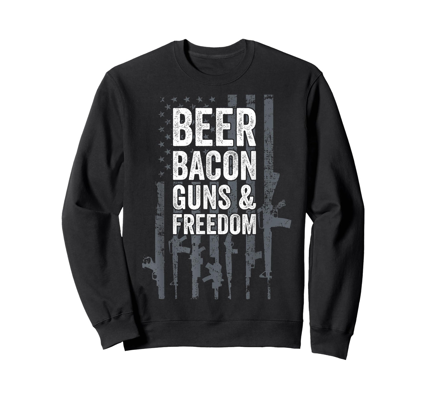 BEER BACON GUNS & FREEDOM - USA BBQ American Flag Drinking T-Shirt
