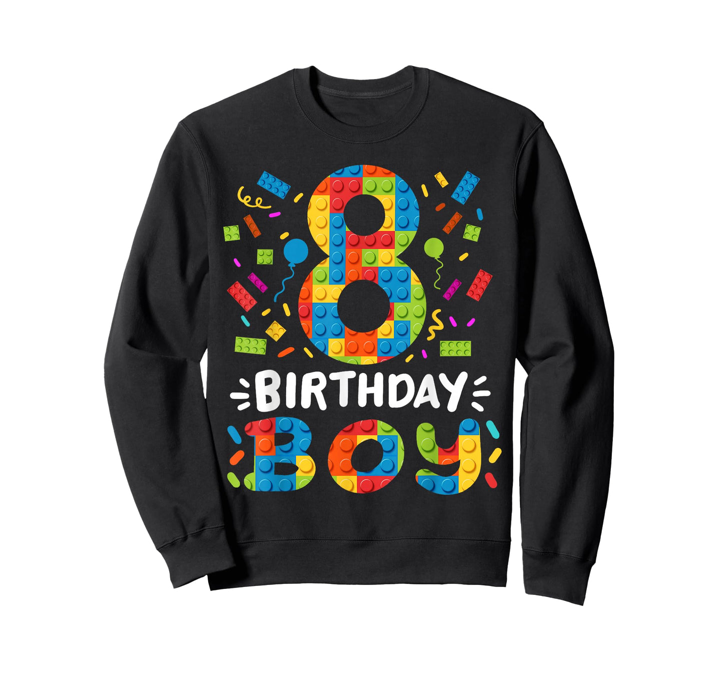 Kids 8 Years Old Building Blocks Builder 8th Birthday Boys T-Shirt