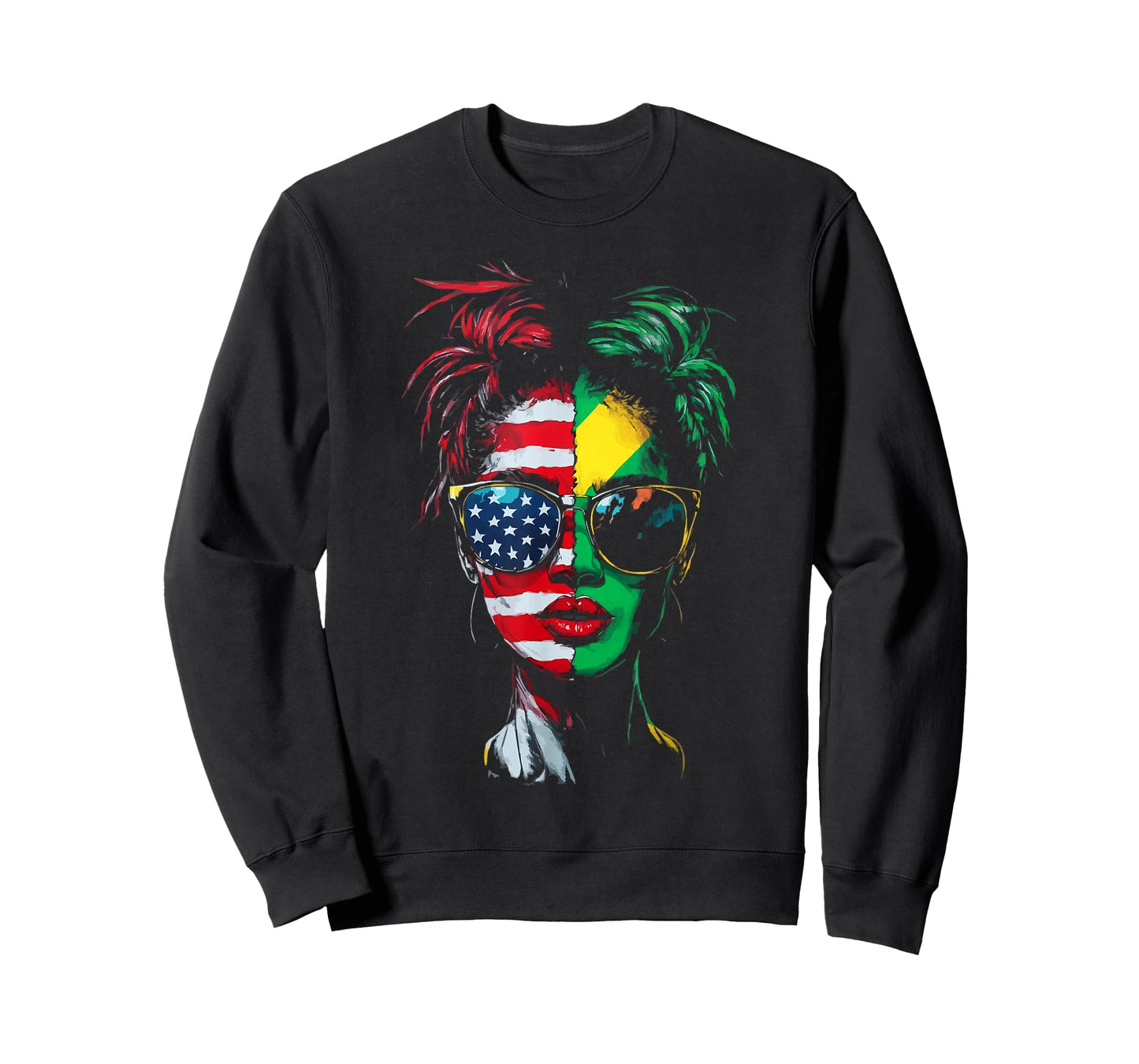 Half American Half Jamaican USA Flag Jamaica America T-Shirt