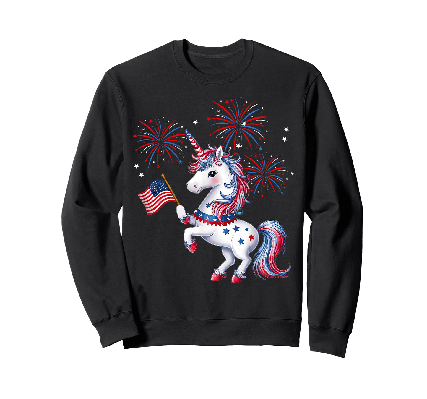 Cute Patriotic Americorn Unicorn Fireworks Girls 4th of July T-Shirt
