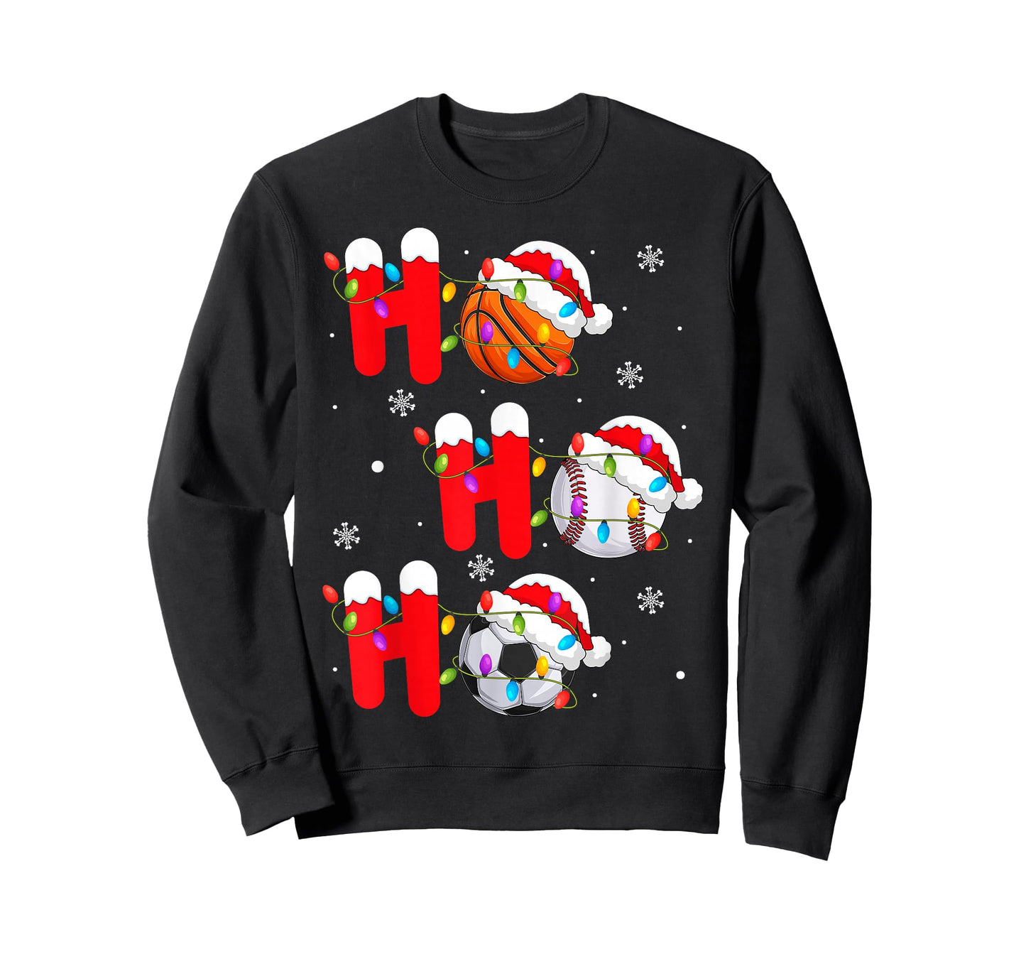 Basketball Baseball Soccer Christmas Ho Ho Ho Santa Xmas T-Shirt