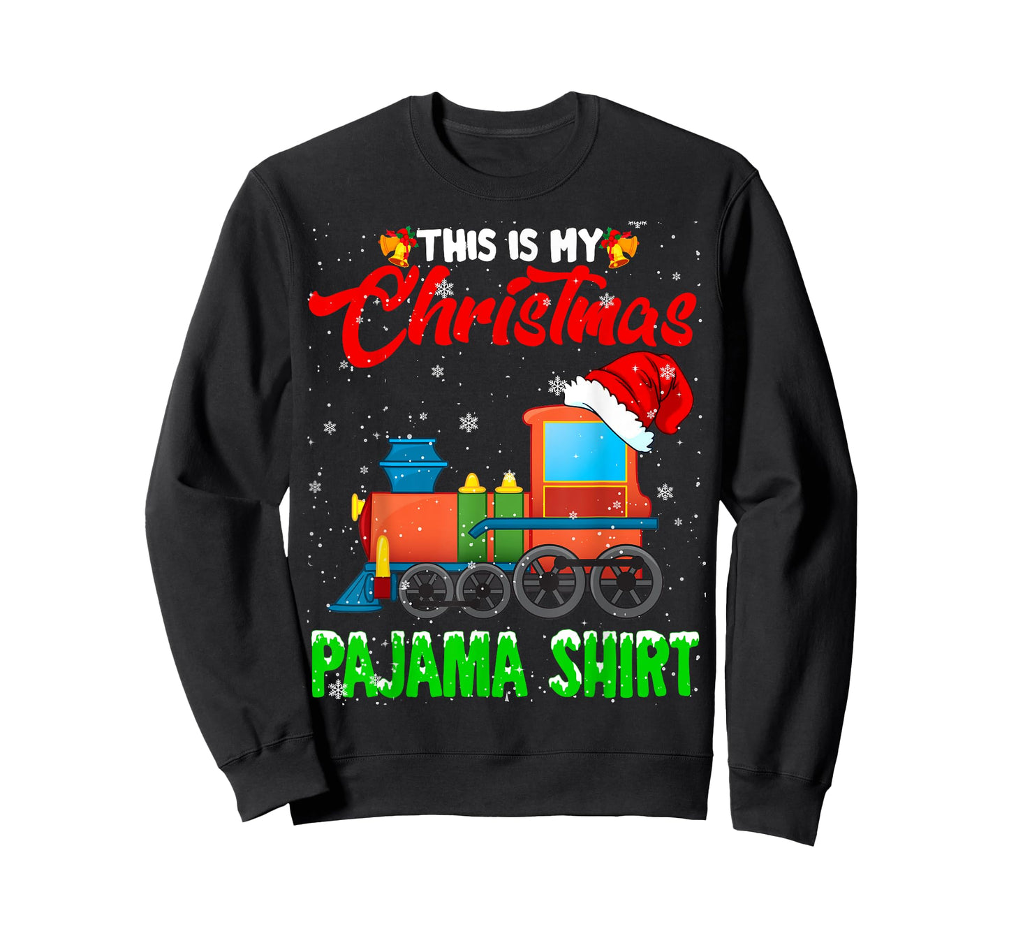 Christmas Pajama Funny Santa Train Farmer Kids Christmas T-Shirt