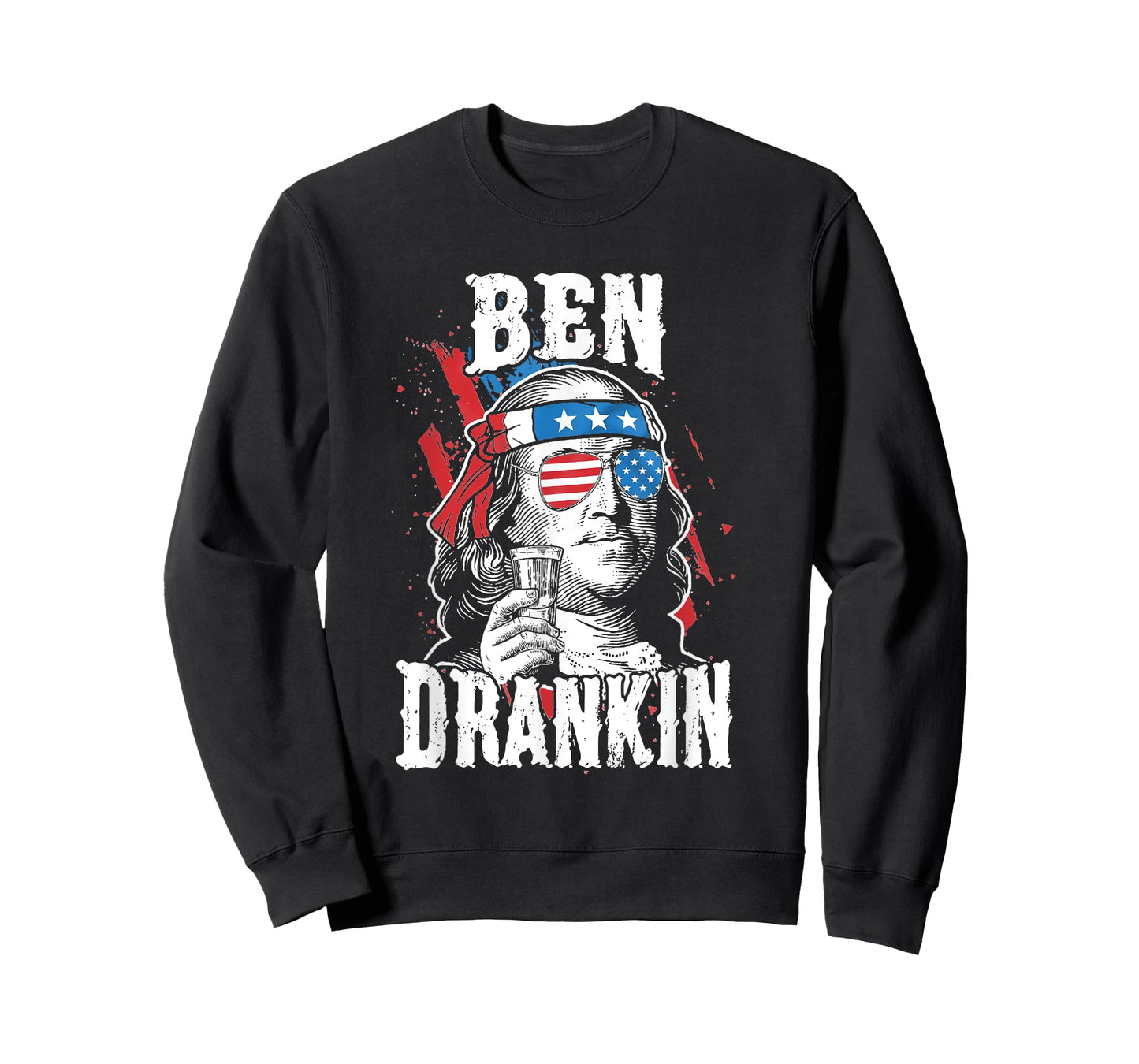Funny Ben Drankin 4th Of July USA Flag Men Drinking Beer T-Shirt