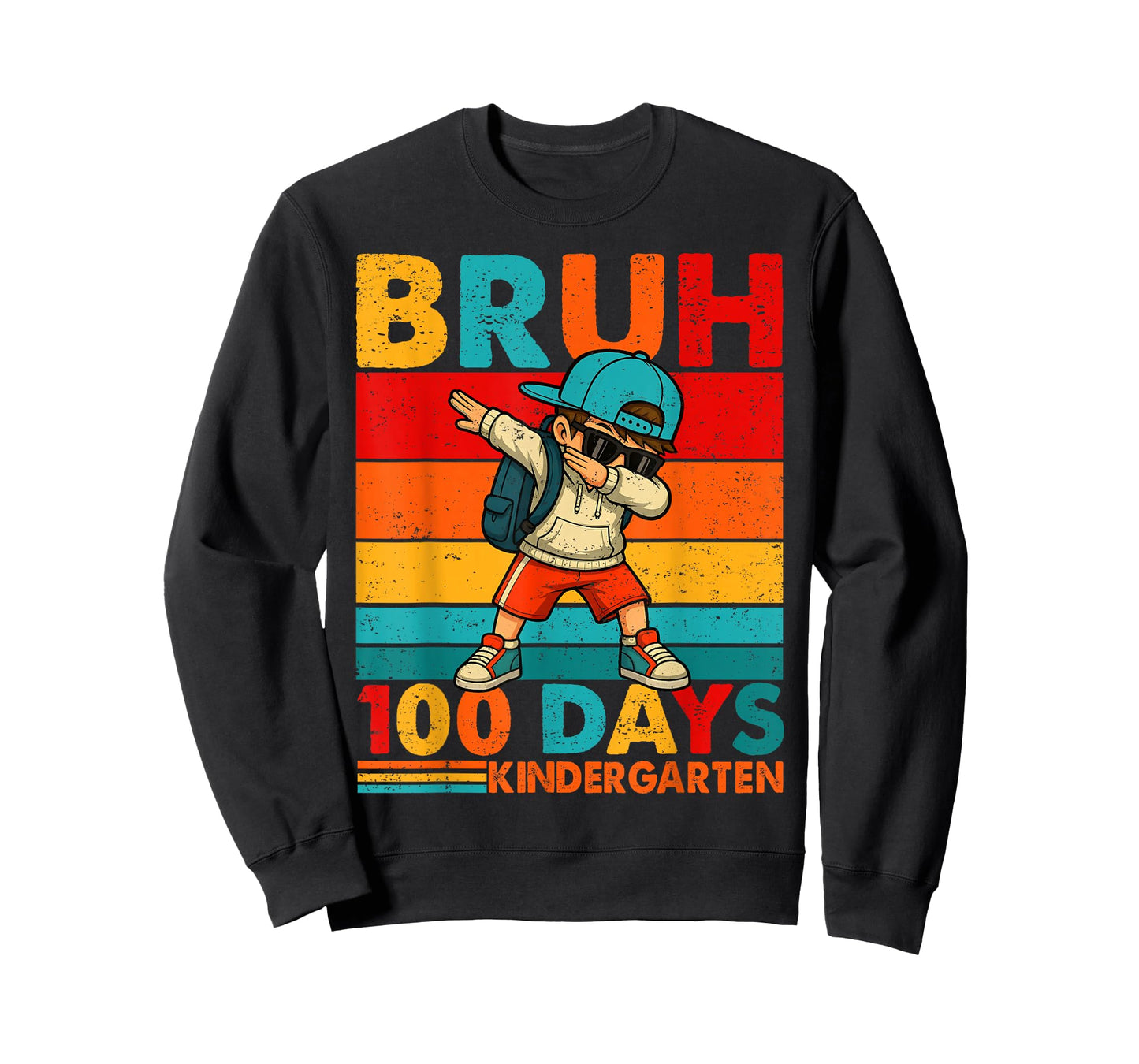 Bruh 100 Days Kindergarten Dabbing Boy 100th Day of School T-Shirt