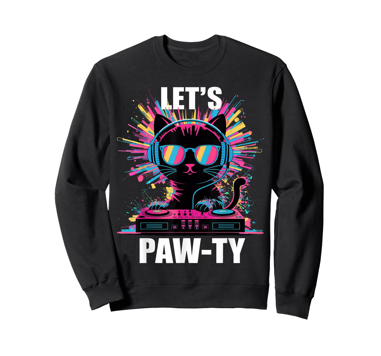 Let's Paw-Ty Funny Cat DJ Party Vibes T-Shirt