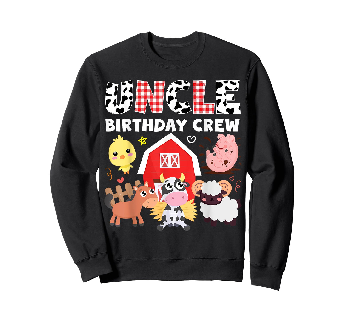 Cow Uncle Birthday Crew Farm Theme Animals Birthday Party T-Shirt
