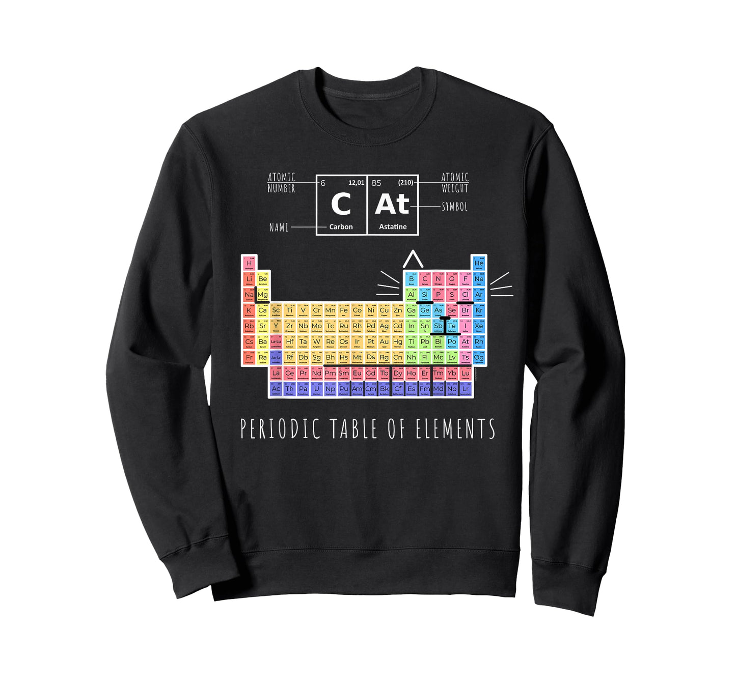 Chemistry Cat, Periodic Table Of Elements T-Shirt