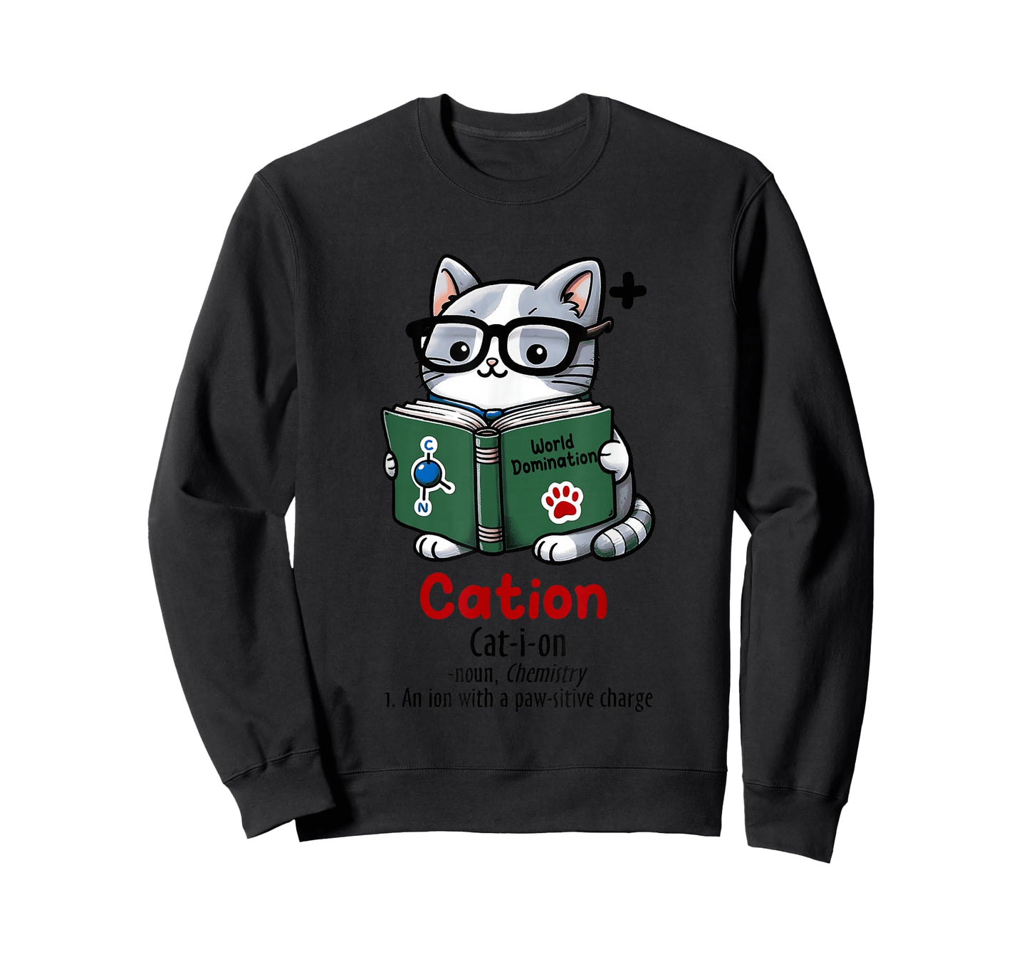 Cation Cat Nerd Chemistry Pun Design T-Shirt