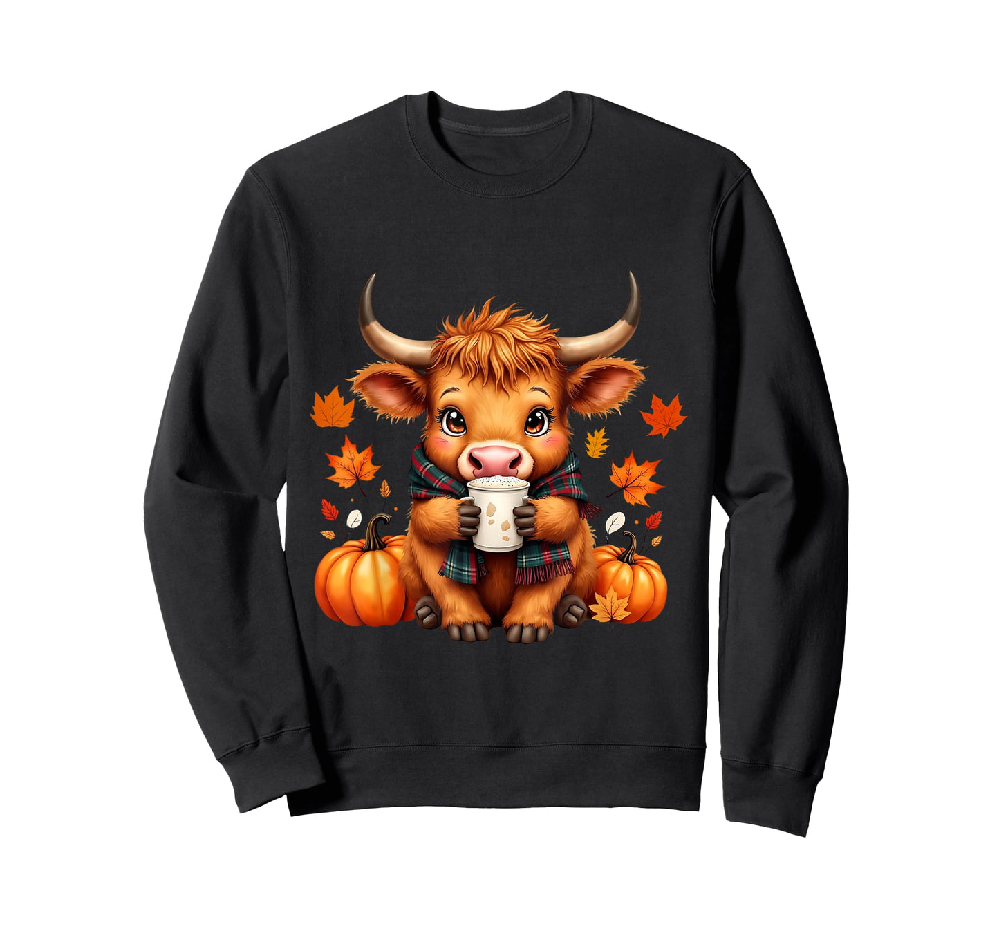 Cute Highland Cow Autumn Pumpkin Fall Coffee Pumpkin Spice T-Shirt